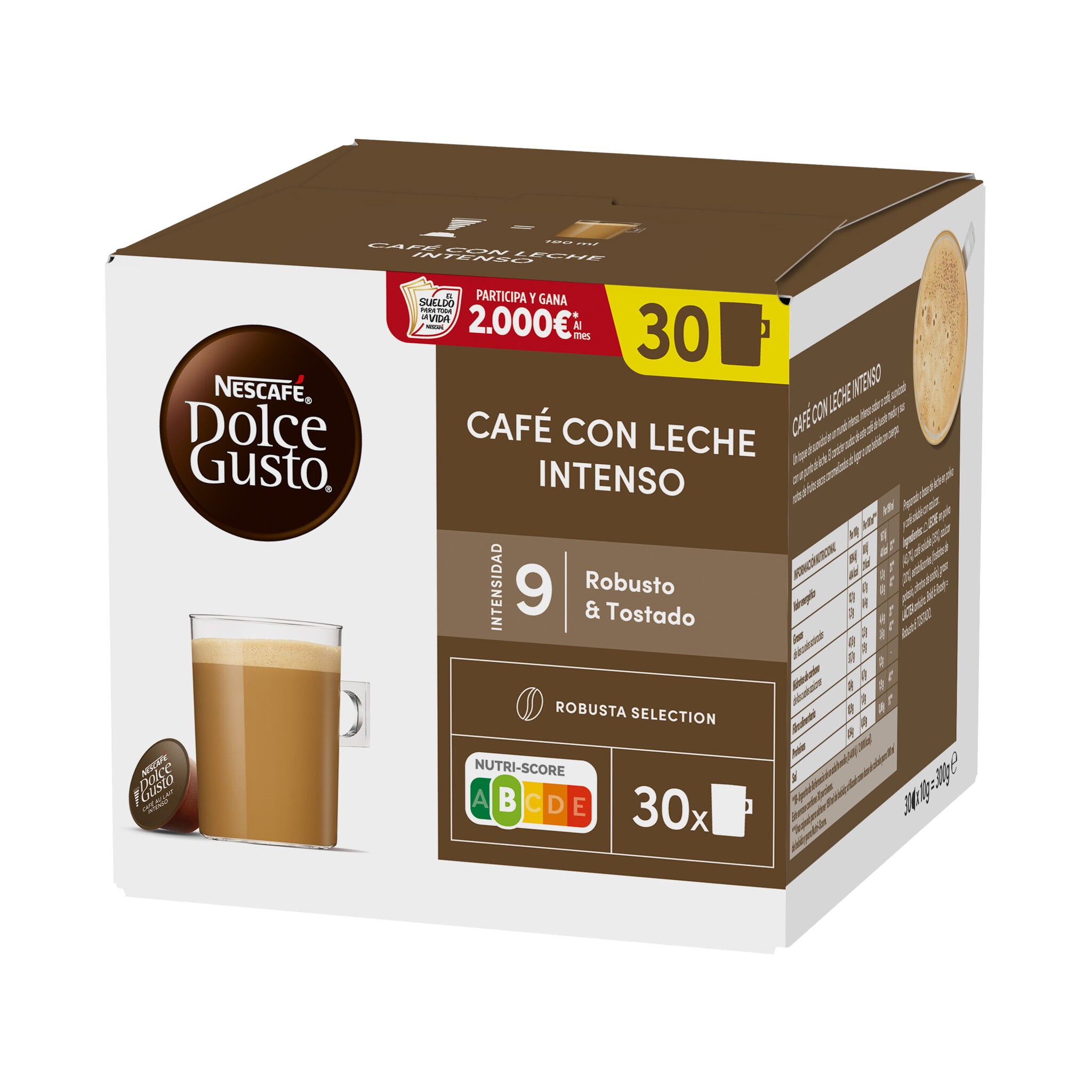 Café capsula intenso c/leche Dolce gusto p30
