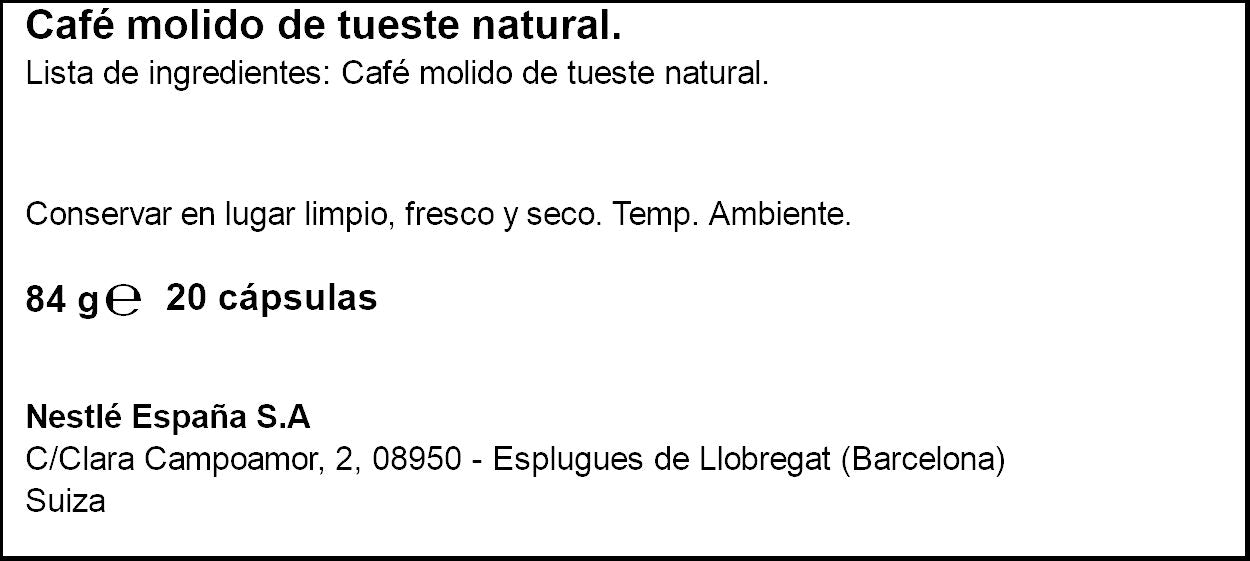 Cafe capsulas ristretto dark Nescafe p20 84g