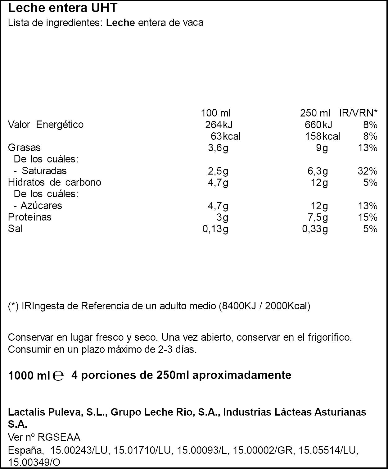 Leche entera Brick Ifa eliges 1l