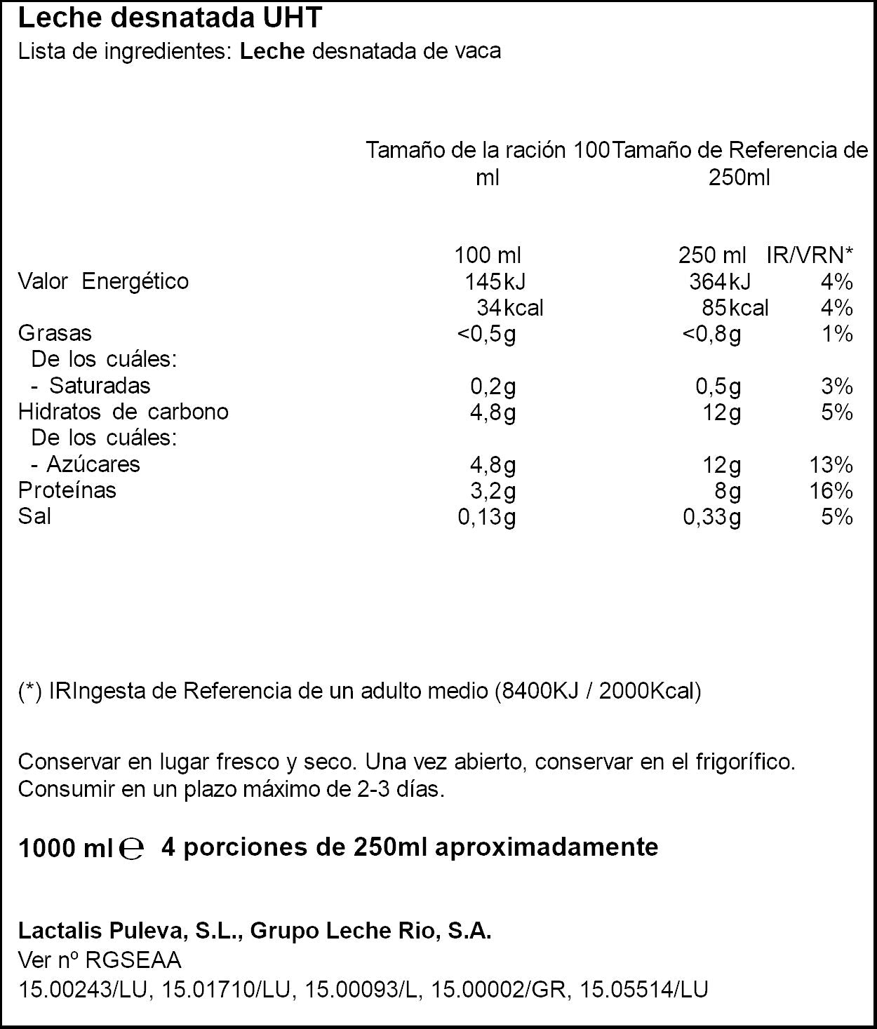 Leche desnatada brick Ifa eliges 1l