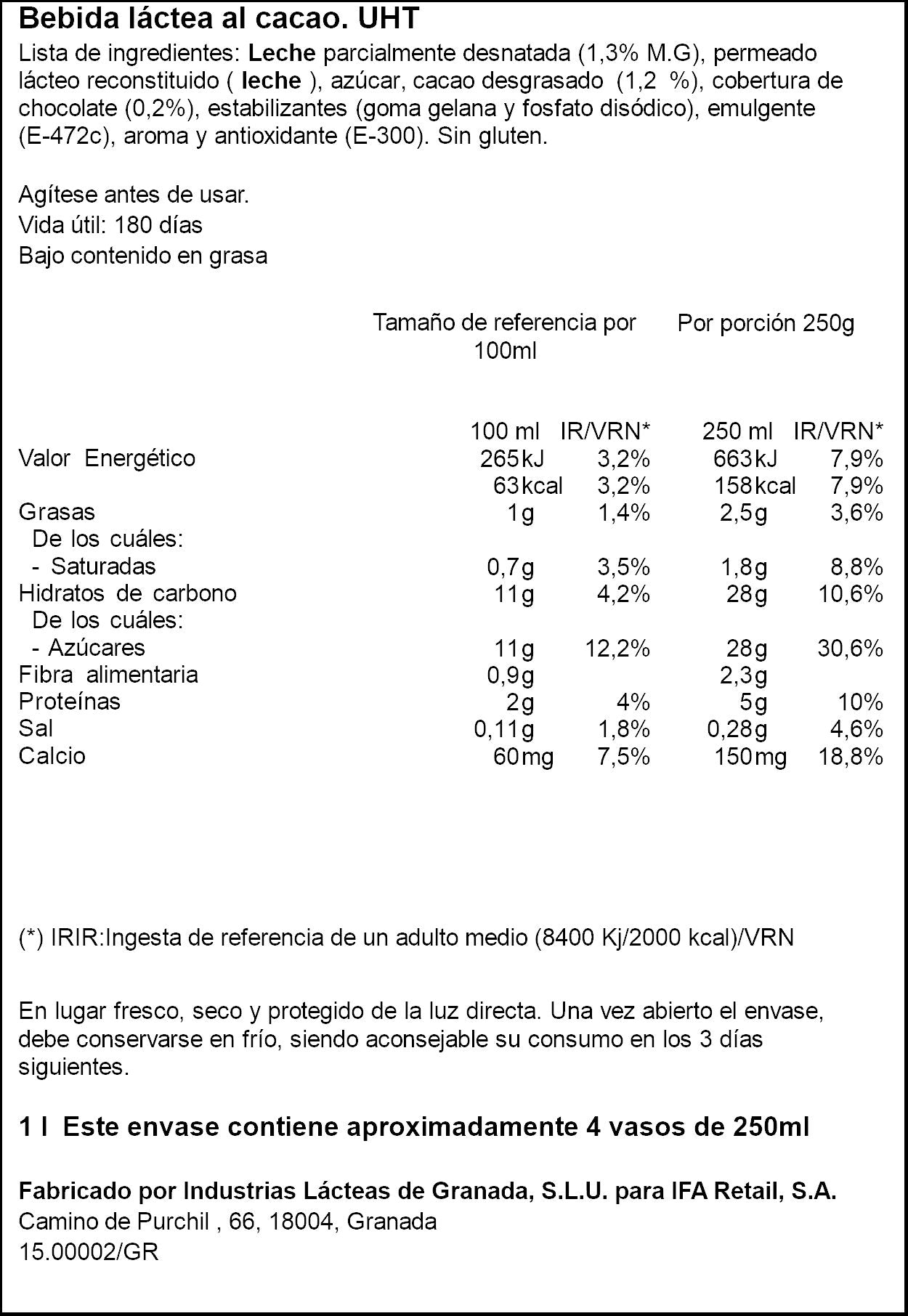 Batido cacao Ifa eliges 1l