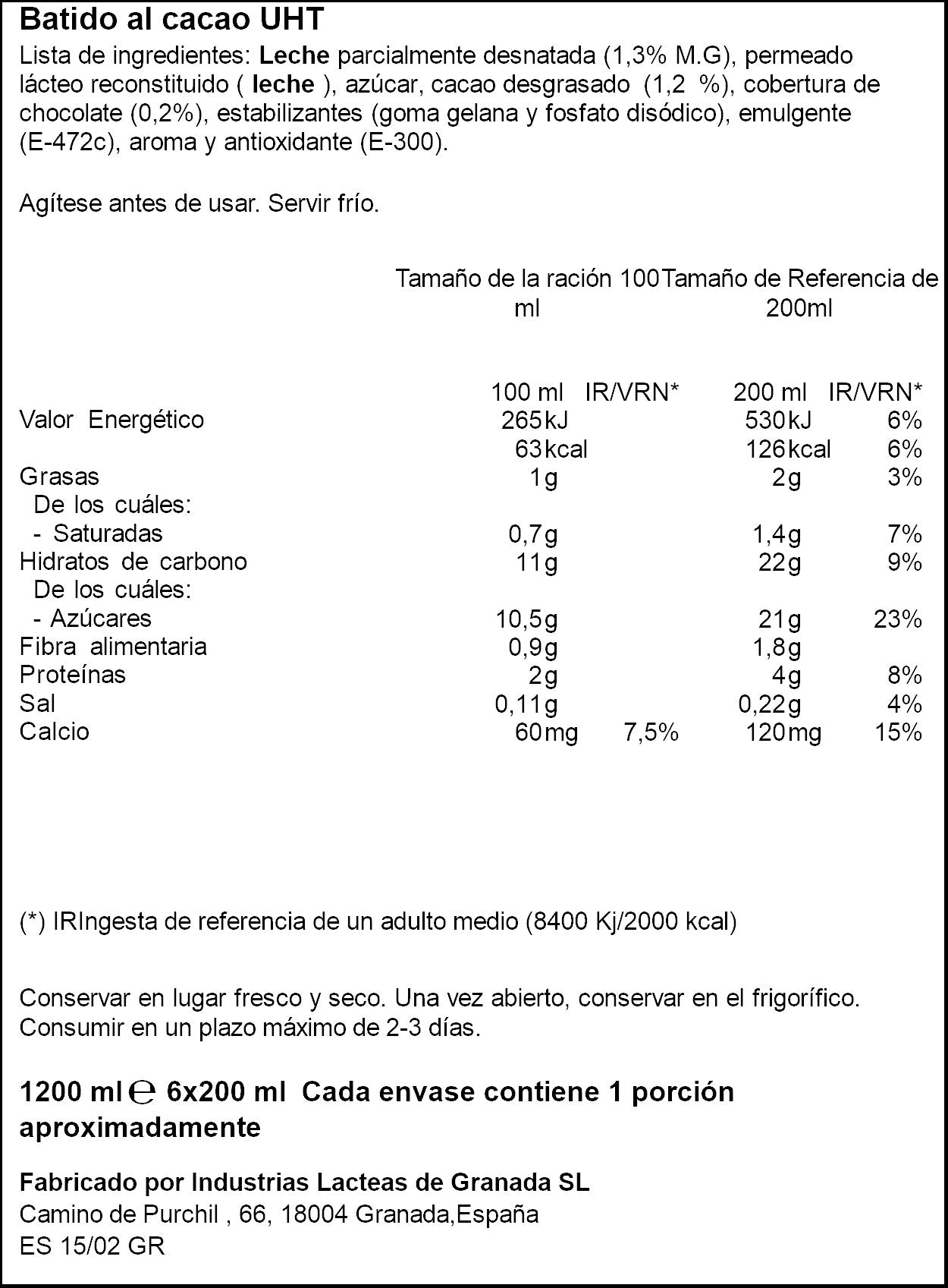 Batido cacao Ifa eliges p6 200ml/u