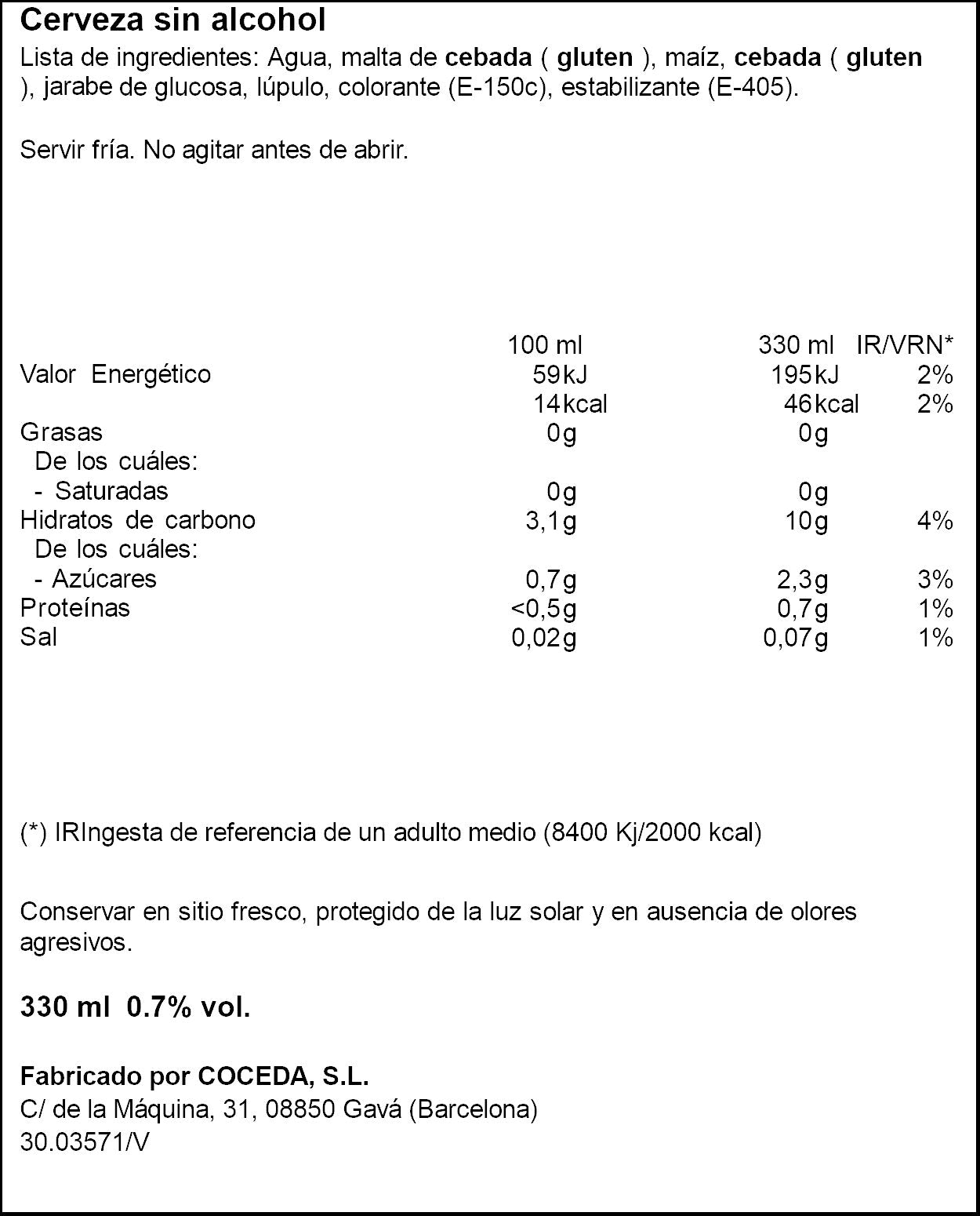 Cerveza rubia s/alcohol lata Mollen bier 330ml