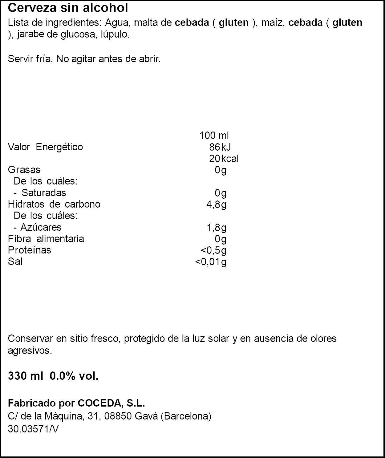 Cerveza rubia 0.0 lata Mollen bier 330ml/u