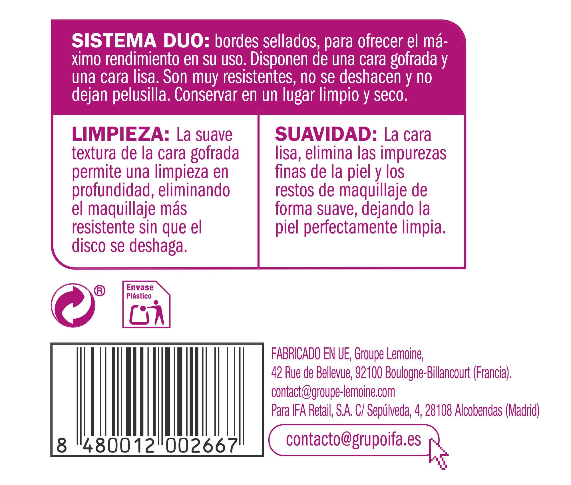Disco desmaquillador  Ifa unnia 120u