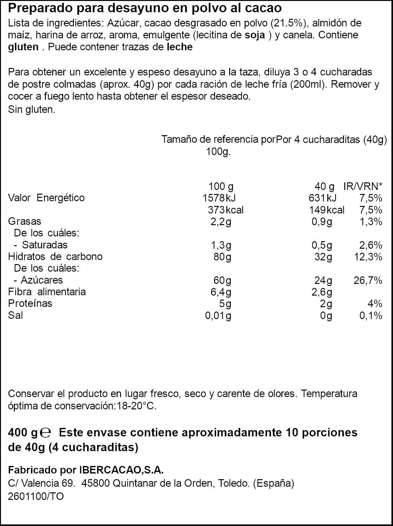 Chocolate a la taza Ifa eliges 400g