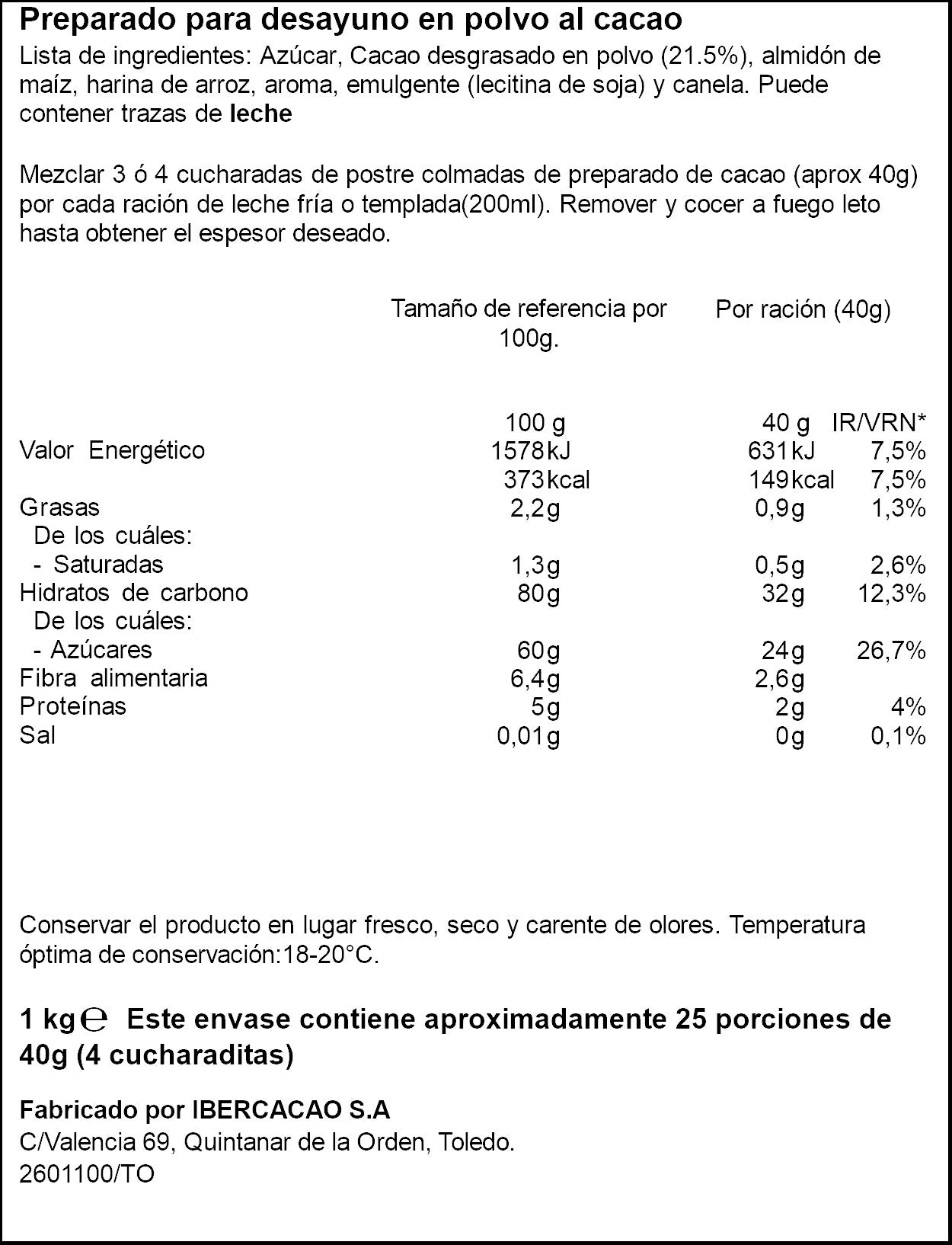 Chocolate a la taza Ifa eliges 1kg