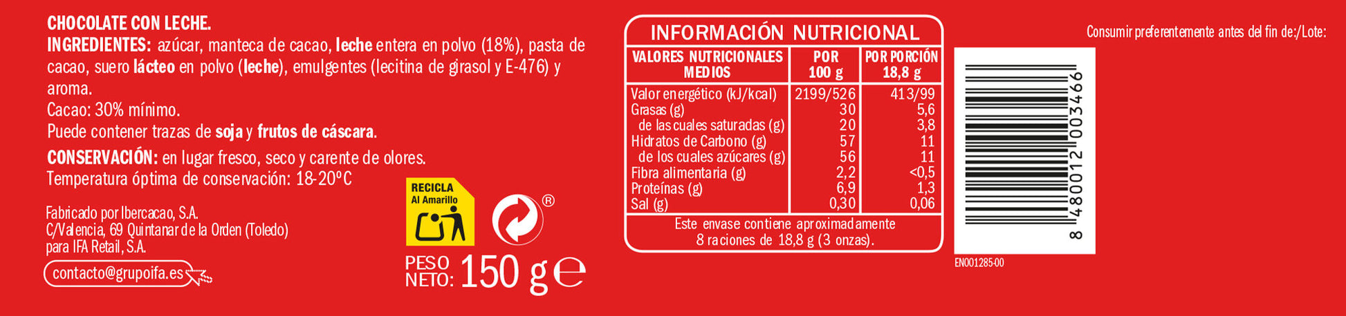 Chocolate leche Ifa eliges 150g