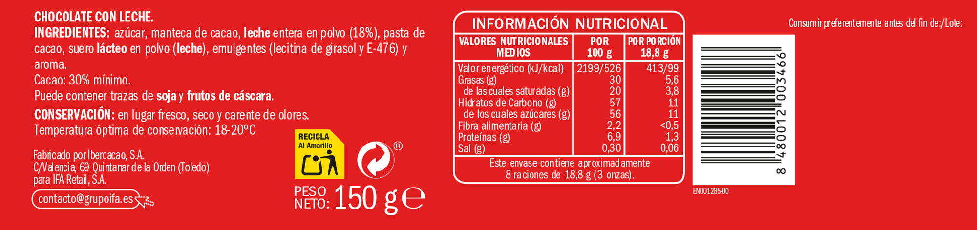 Chocolate leche Ifa eliges 150g