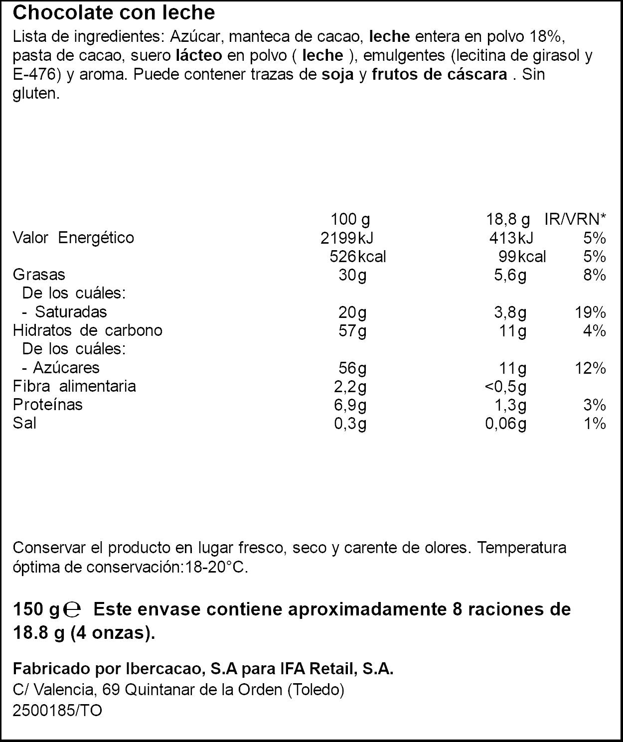 Chocolate leche Ifa eliges 150g