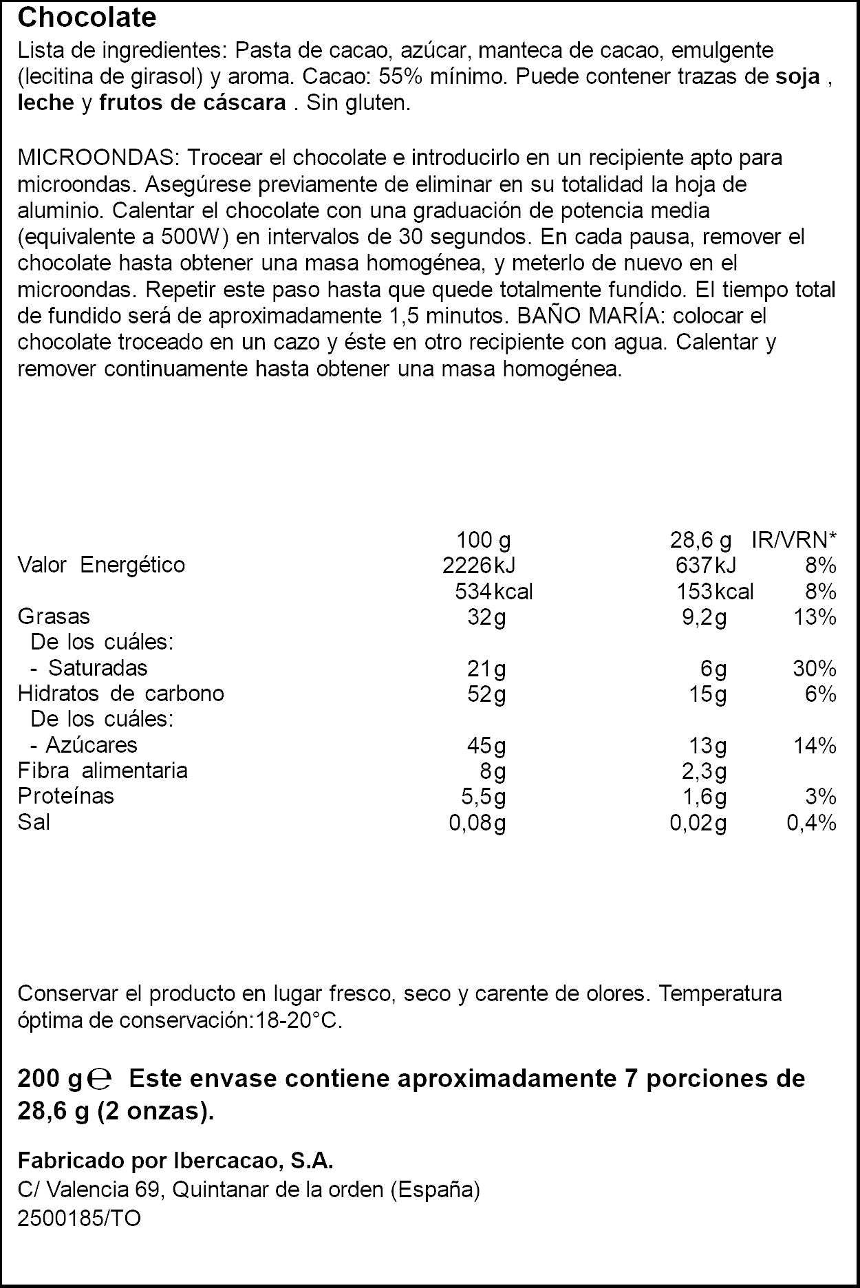 Chocolate para postres Ifa eliges 200g
