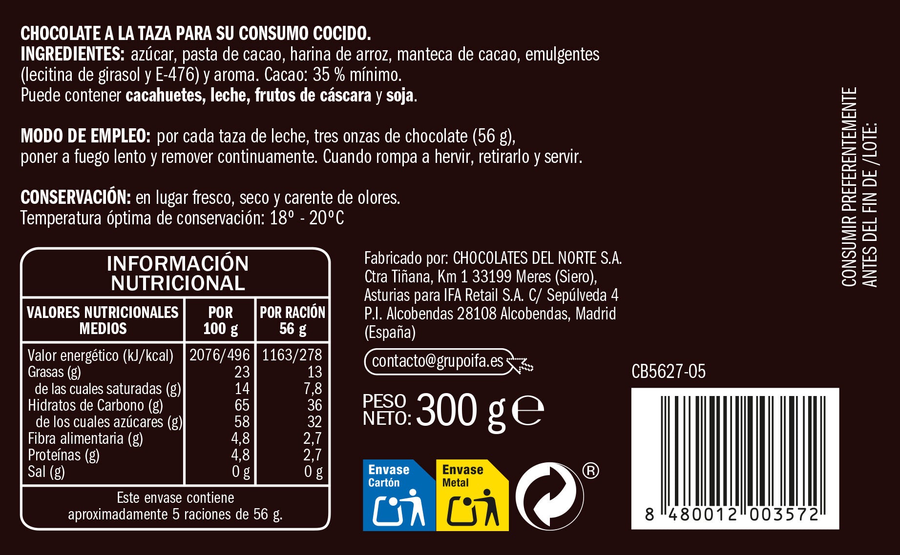 Chocolate a la taza Ifa eliges 300g