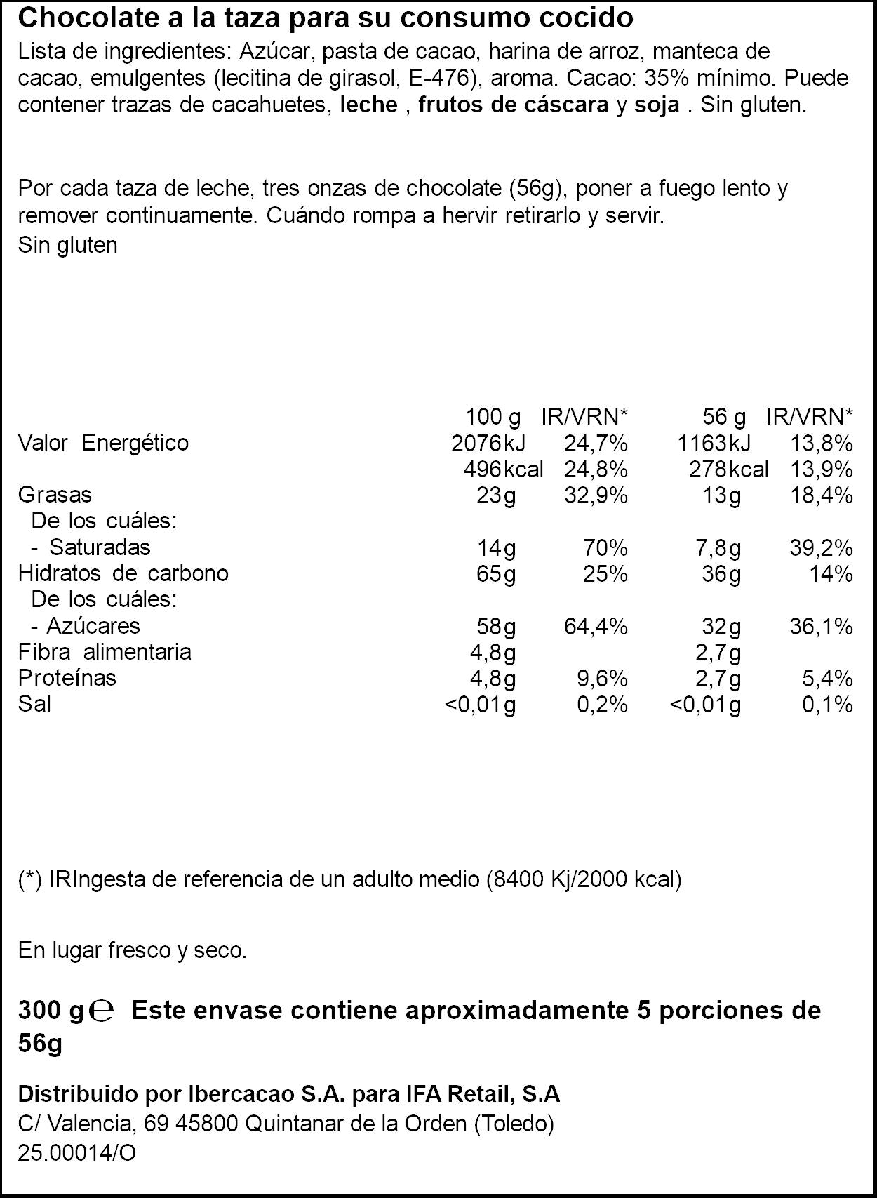 Chocolate a la taza Ifa eliges 300g