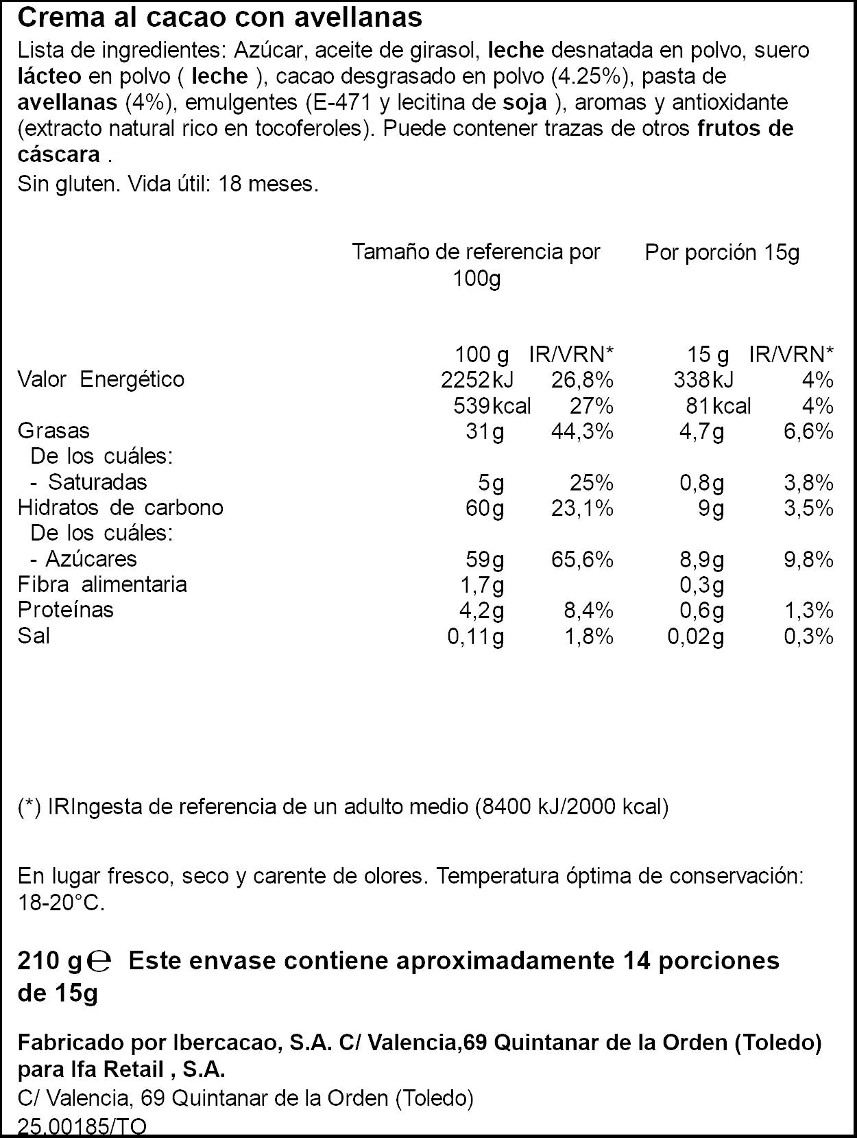 Crema cacao cacao duo Ifa eliges 210g