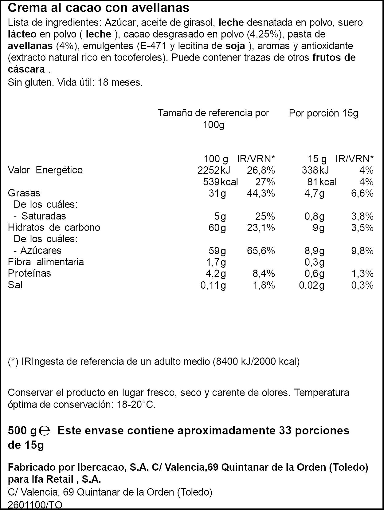 Crema cacao duo Ifa eliges 500g