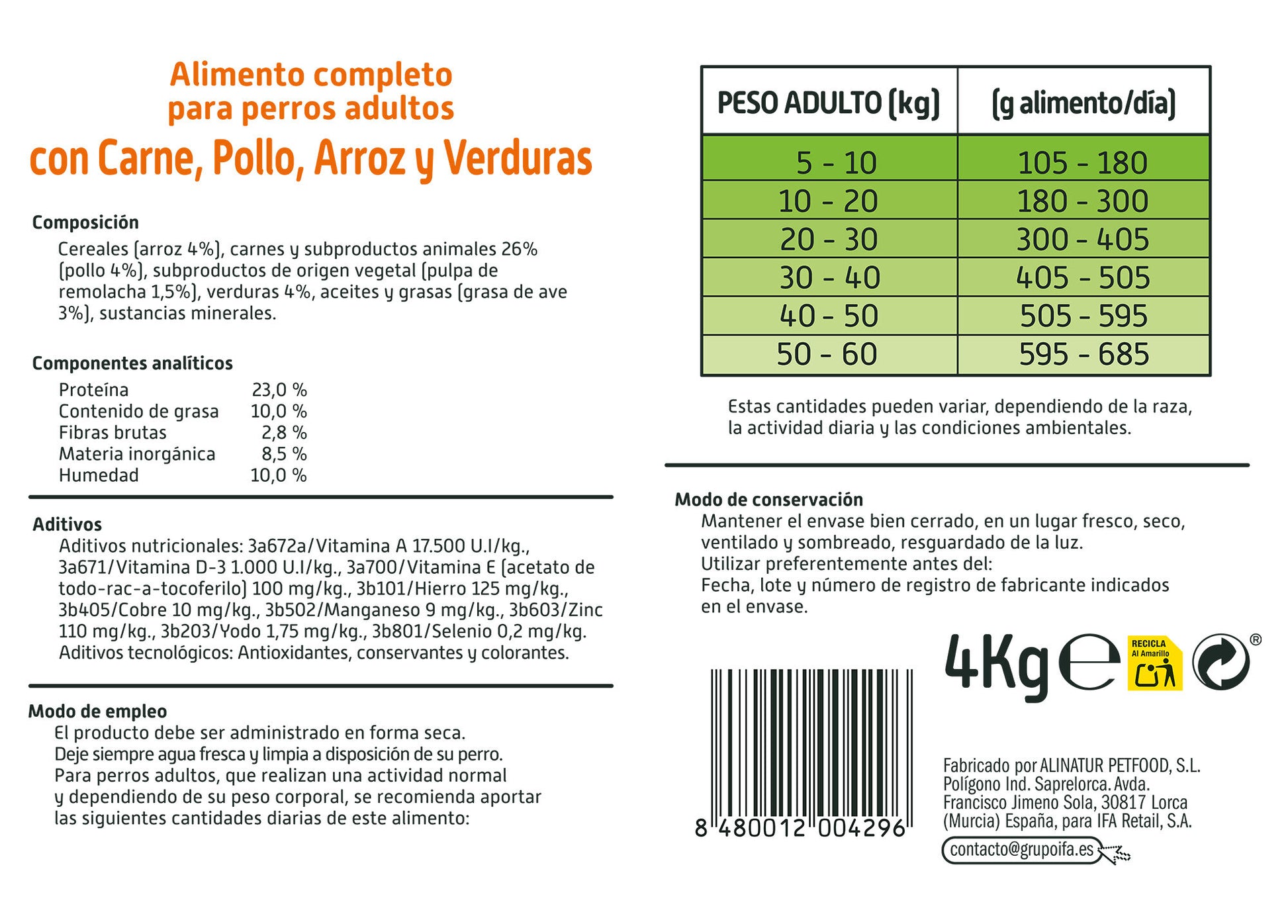 Comida seca perro multicomponente Ifa amigo 4kg