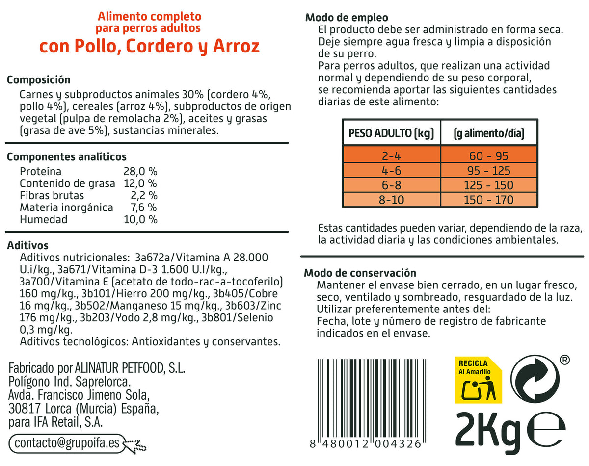 Comida seca  perro multicompo raza pequeña Ifa amigo 2kg