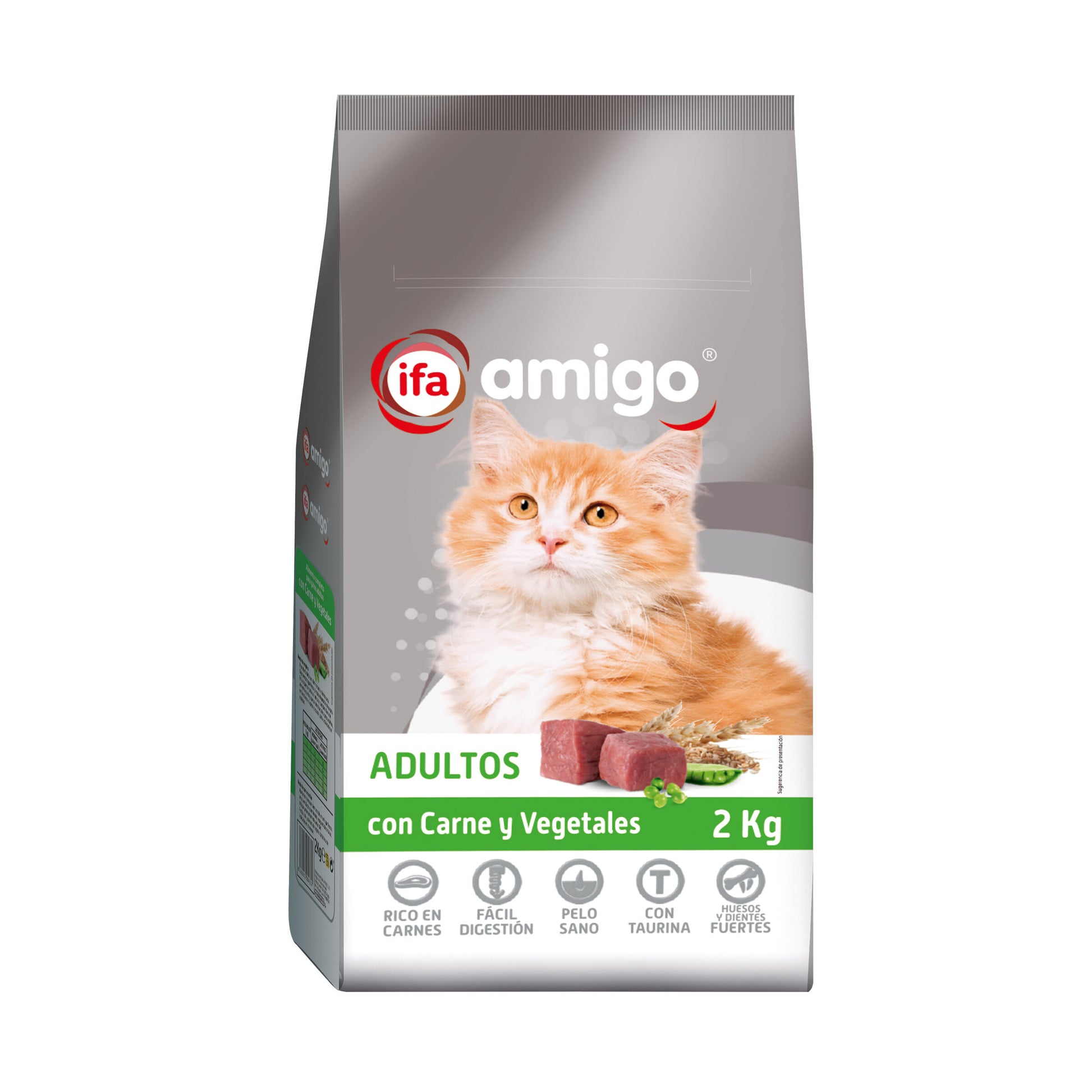 Comida seca gato carne/vegetal saco Ifa amigo 2kg