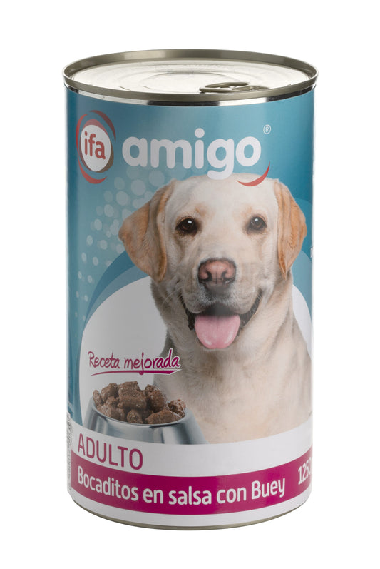 Comida perro bocaditos de buey lata Ifa amigo 1250g La Despensa