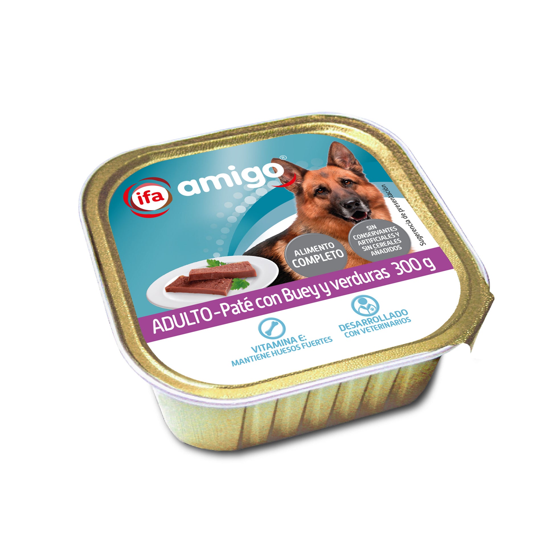 Comida perro paté buey/verdura tarrina Ifa amigo 300g