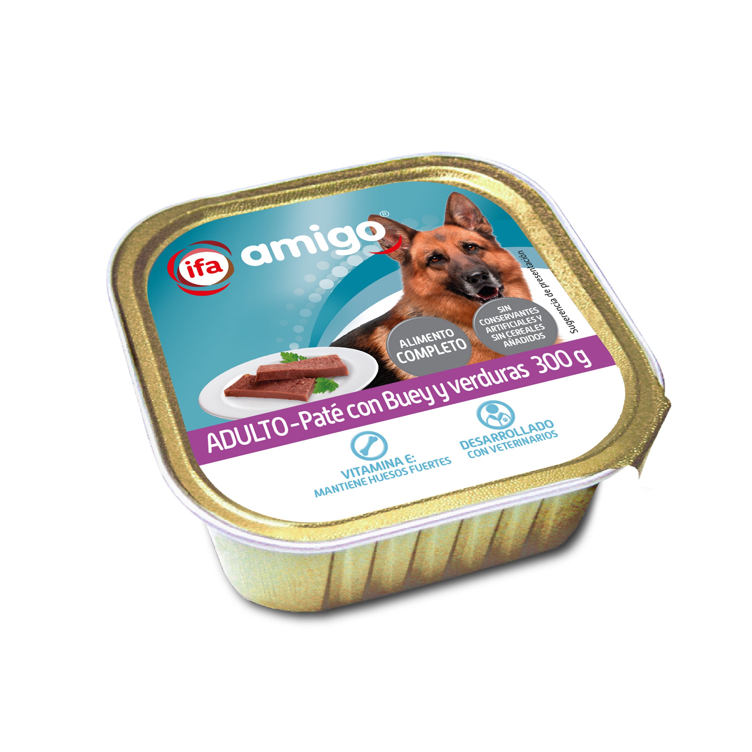 Comida perro paté buey/verdura tarrina Ifa amigo 300g