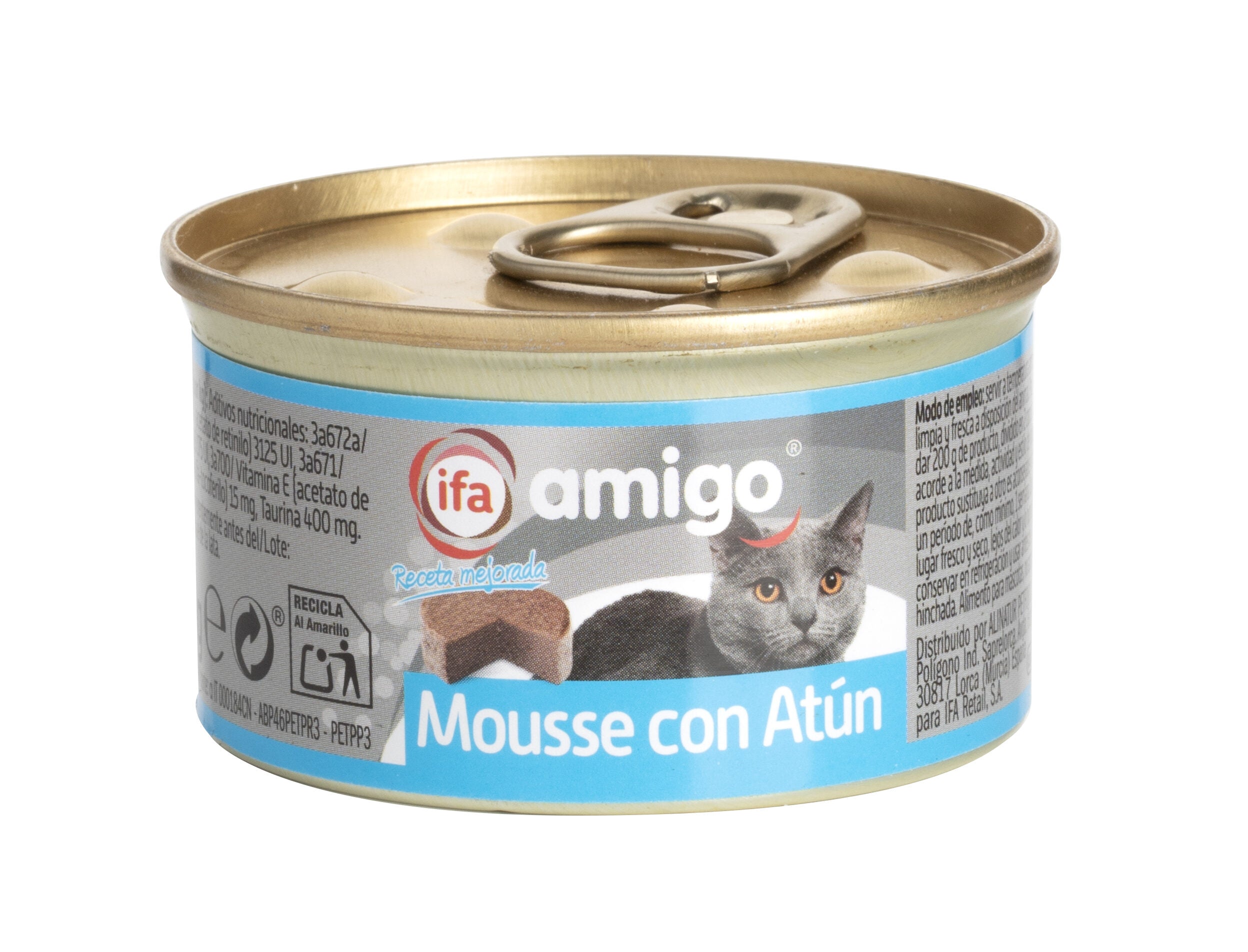 Comida húmeda gato mousse atún lata Ifa amigo 85g