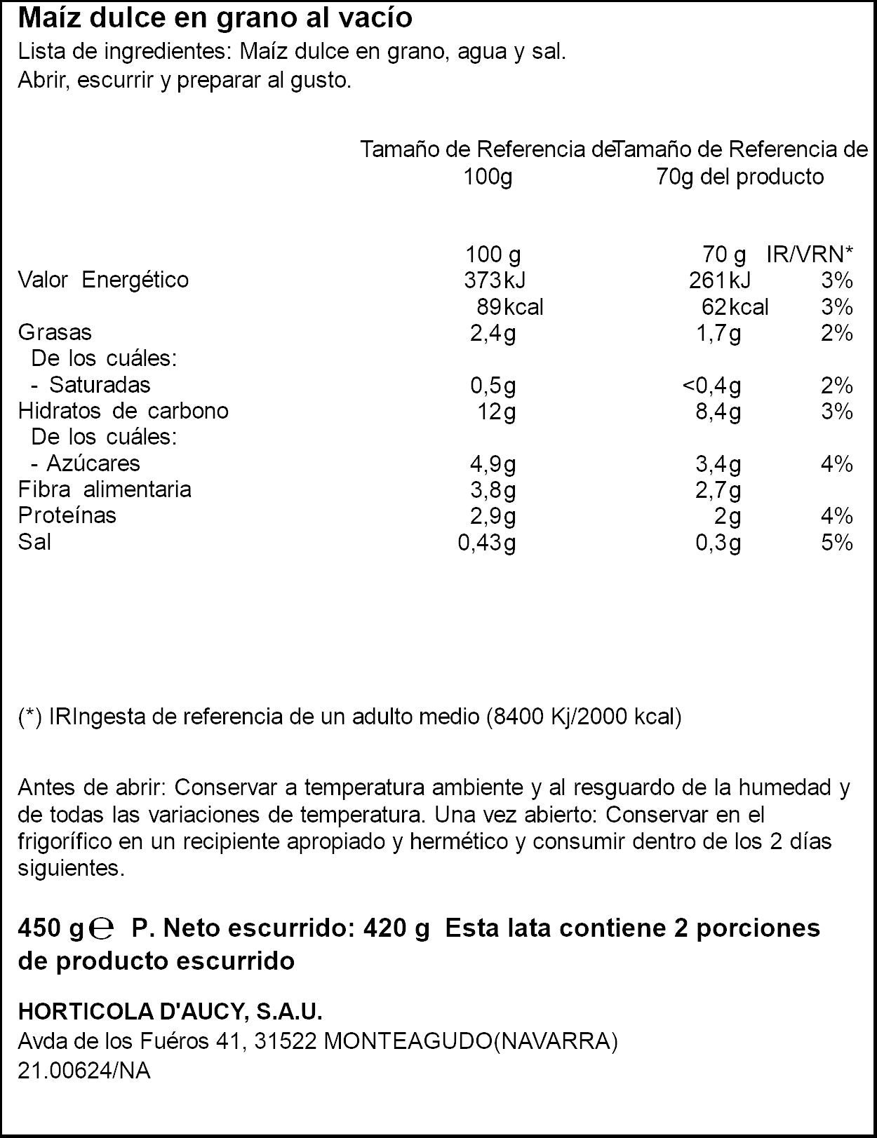 Maíz dulce grano lata Ifa eliges p3 140g/u escurr