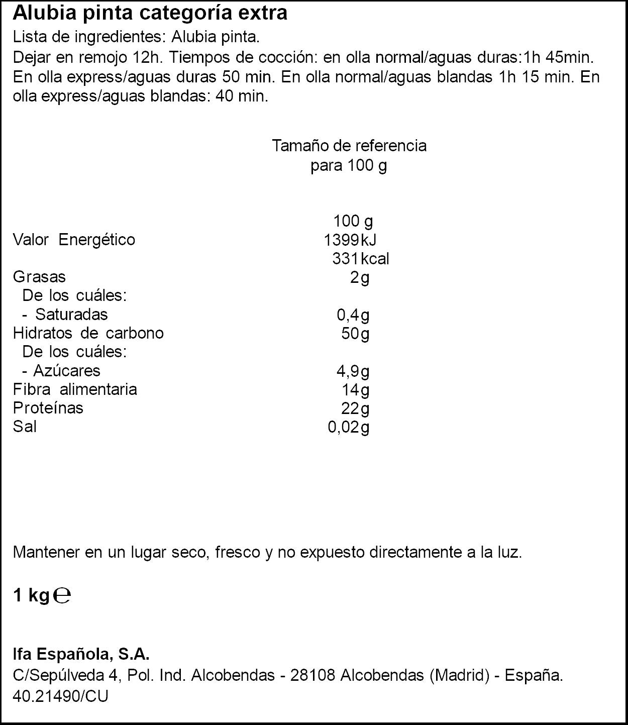 Alubia pinta Ifa eliges 1kg