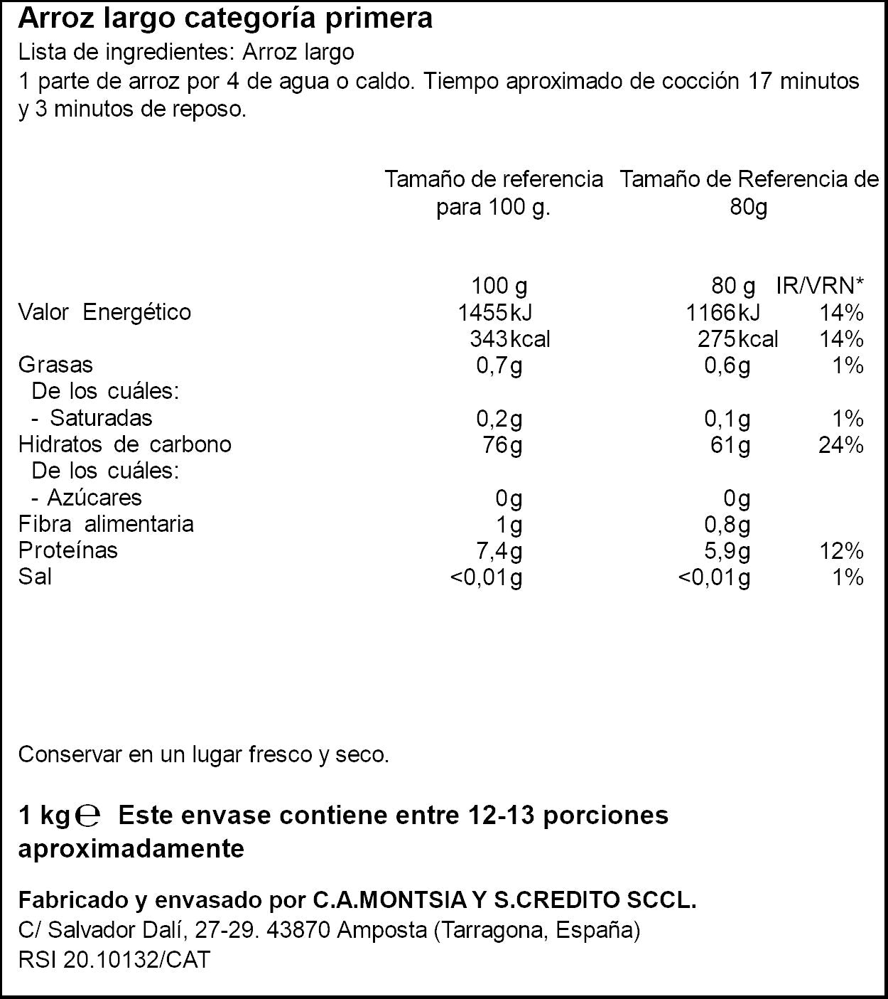 Arroz largo Ifa eliges 1kg