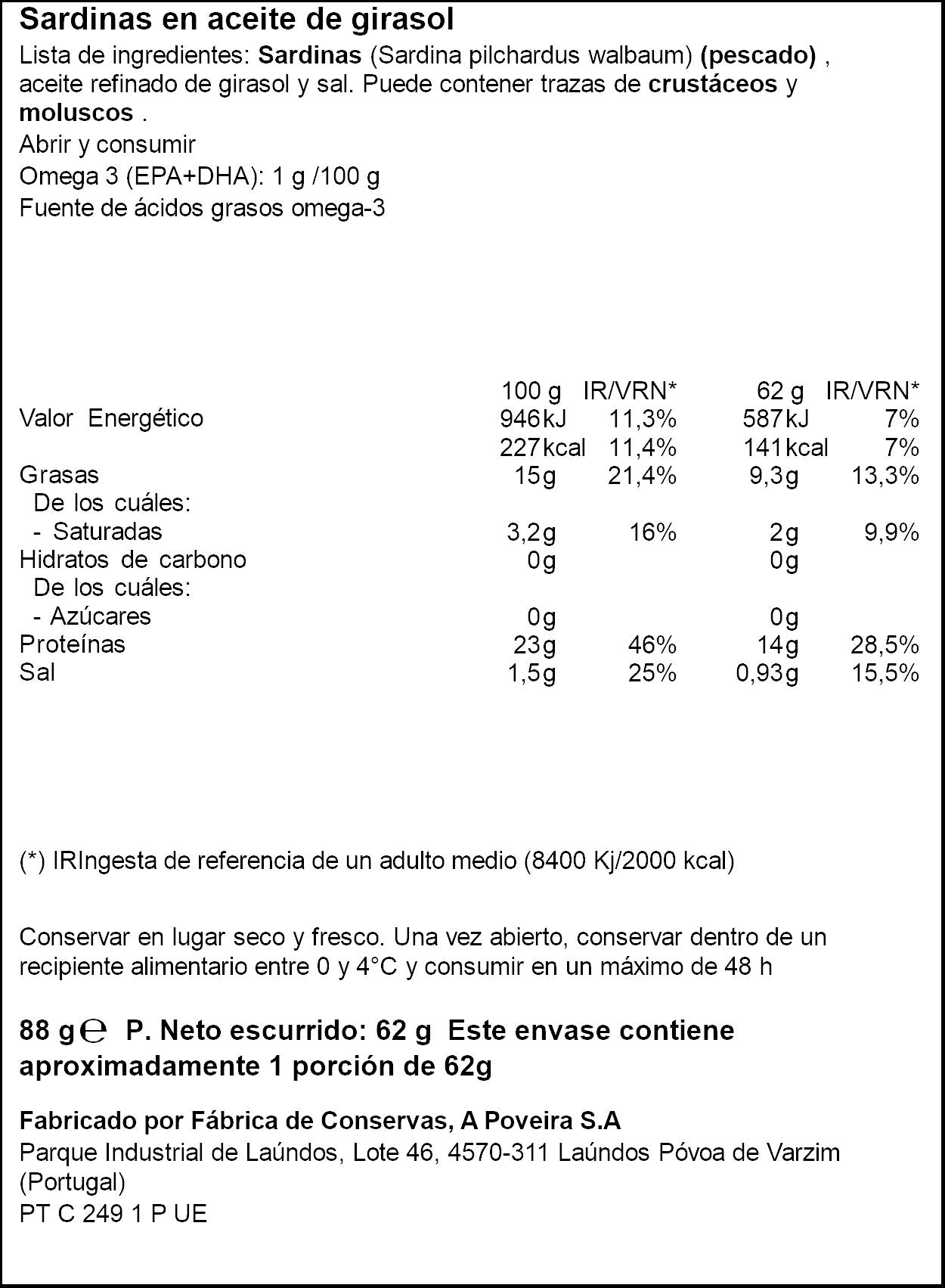 Sardinillas aceite vegetal rr-90 lata Ifa eliges 62g escurr