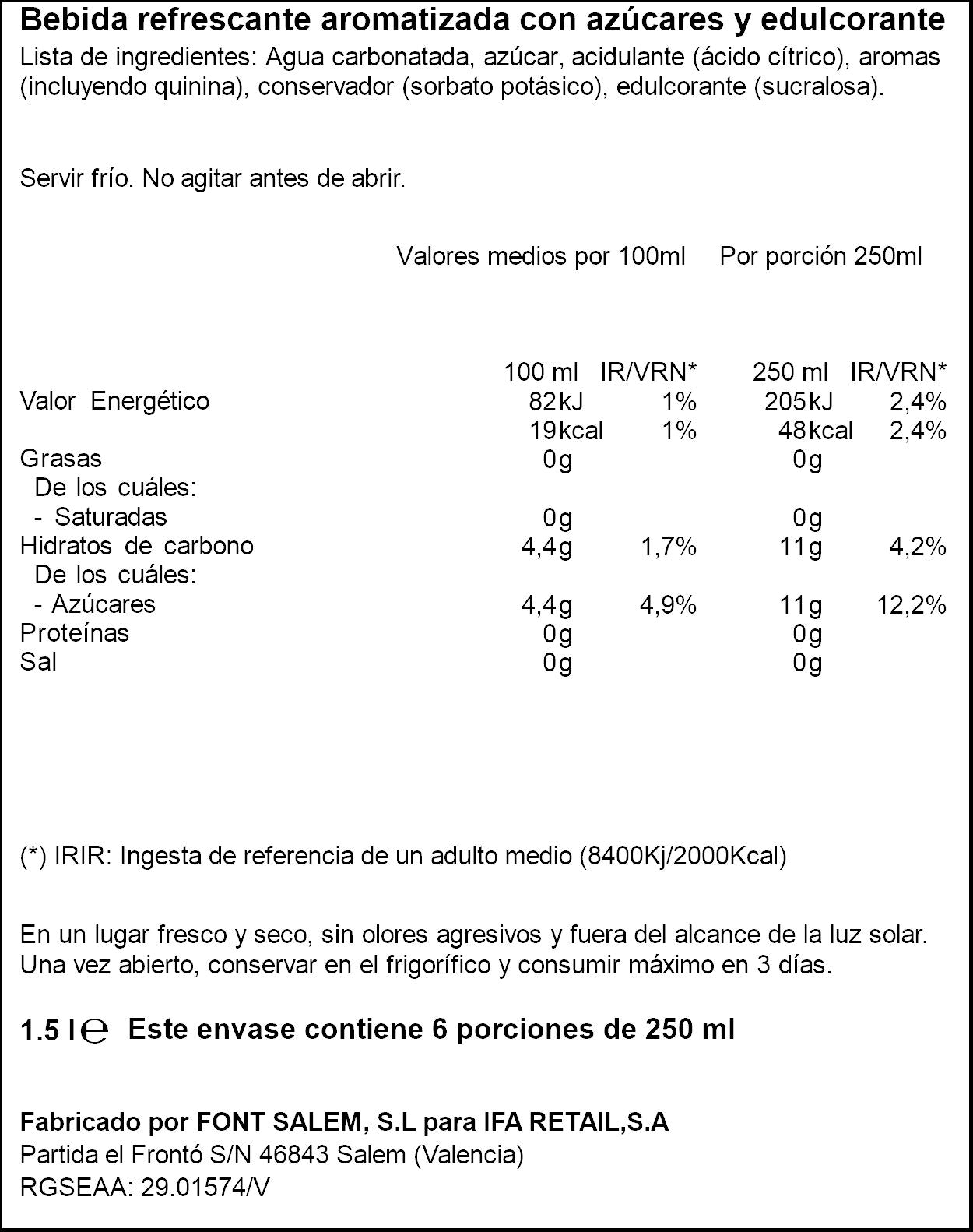 Tónica  Ifa eliges 1.5l