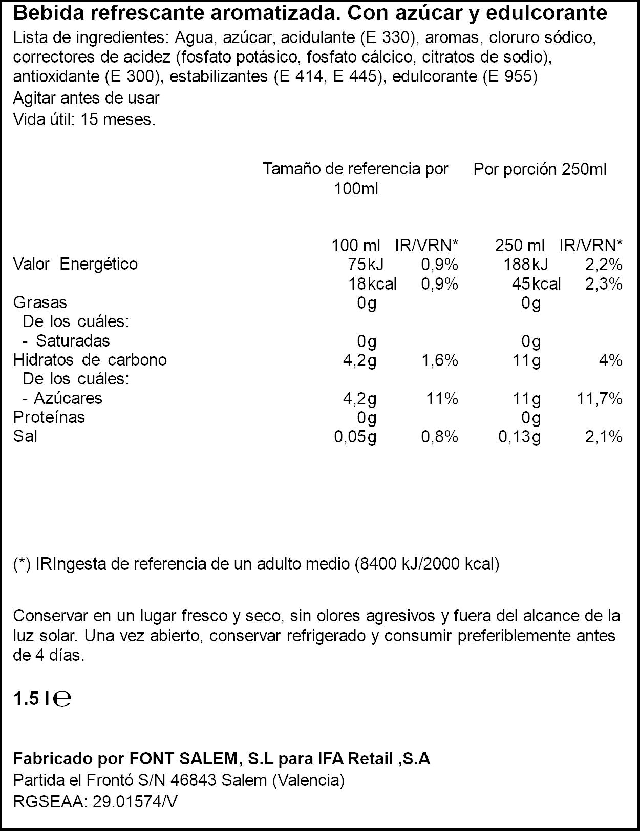 Bebida isotónica limón Ifa eliges 1.5l