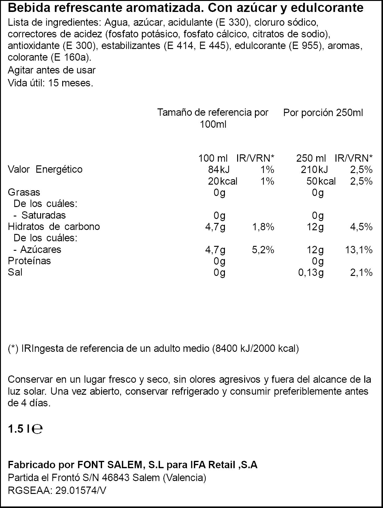 Bebida isotónica naranja Ifa eliges 1.5l