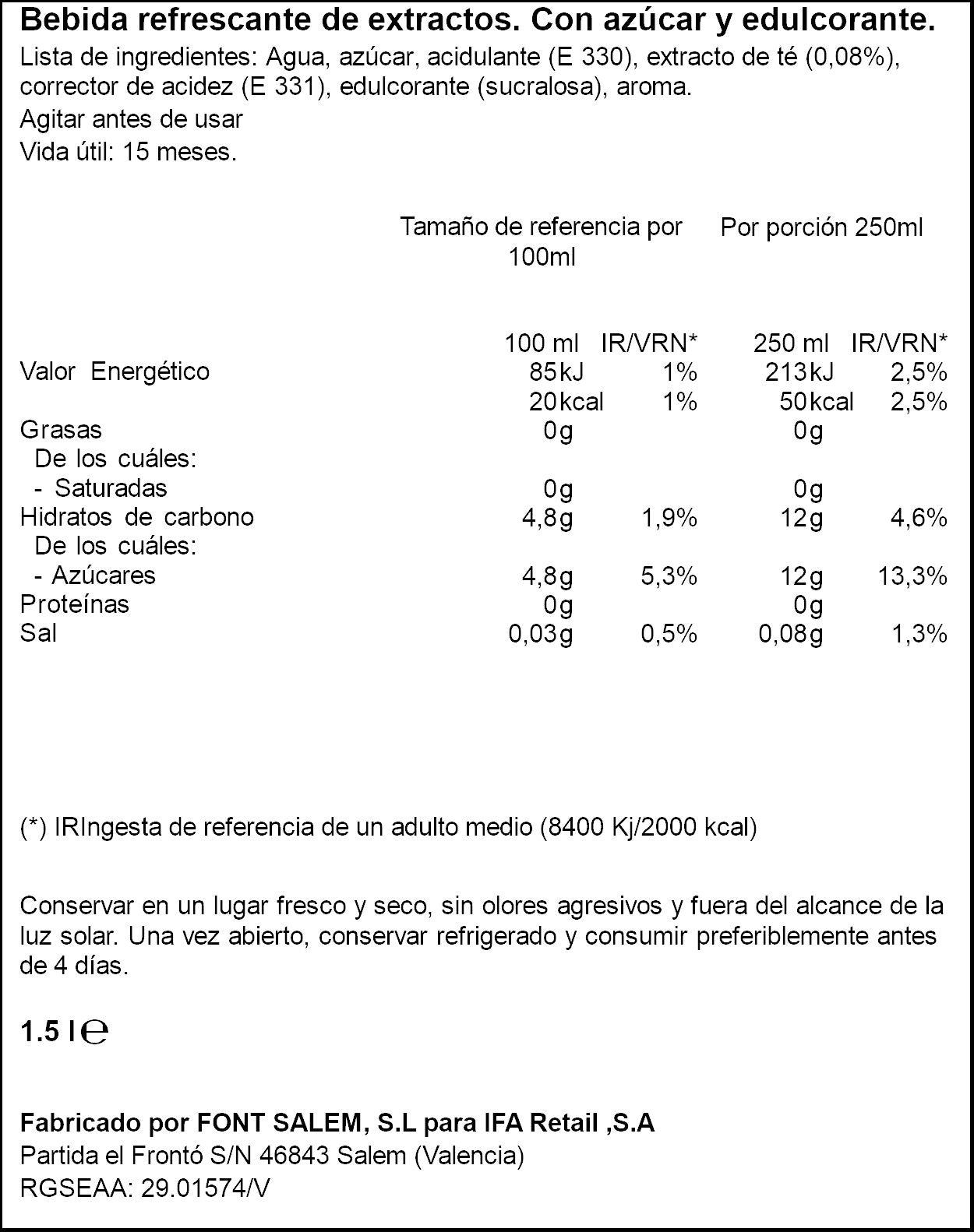 Te frio al limón Ifa eliges 1.5l