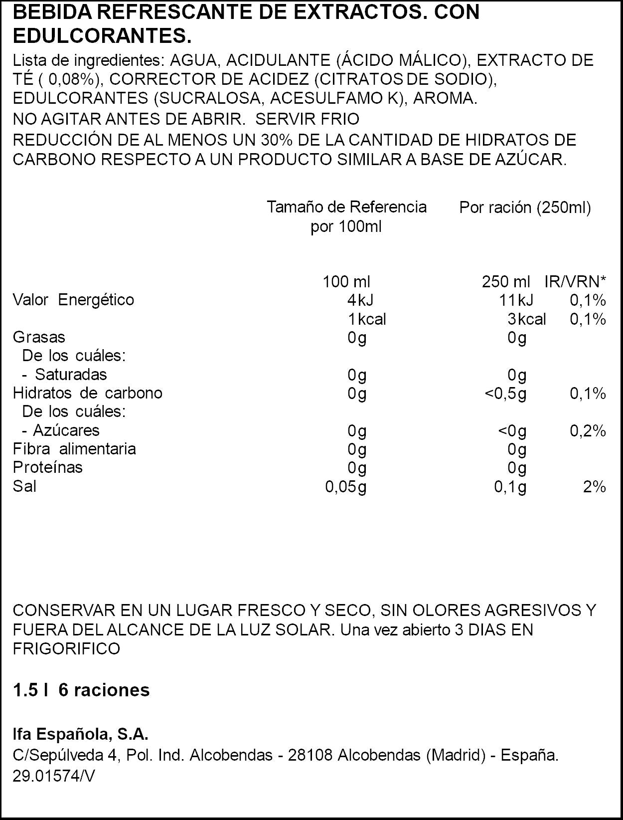 Te frio al limón s/azúcar Ifa eliges 1.5l