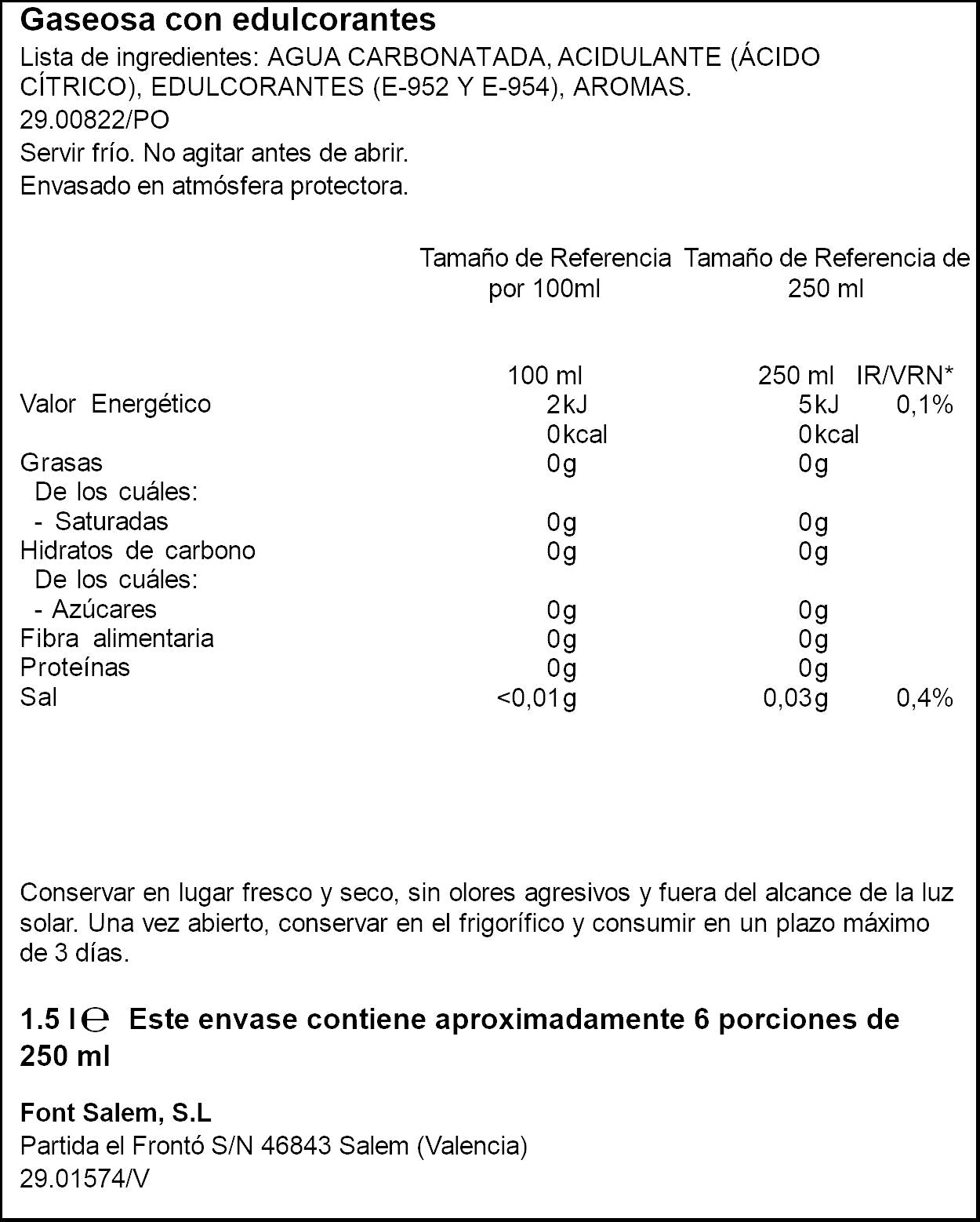 Bebida refrescante gaseosa Ifa eliges 1.5l