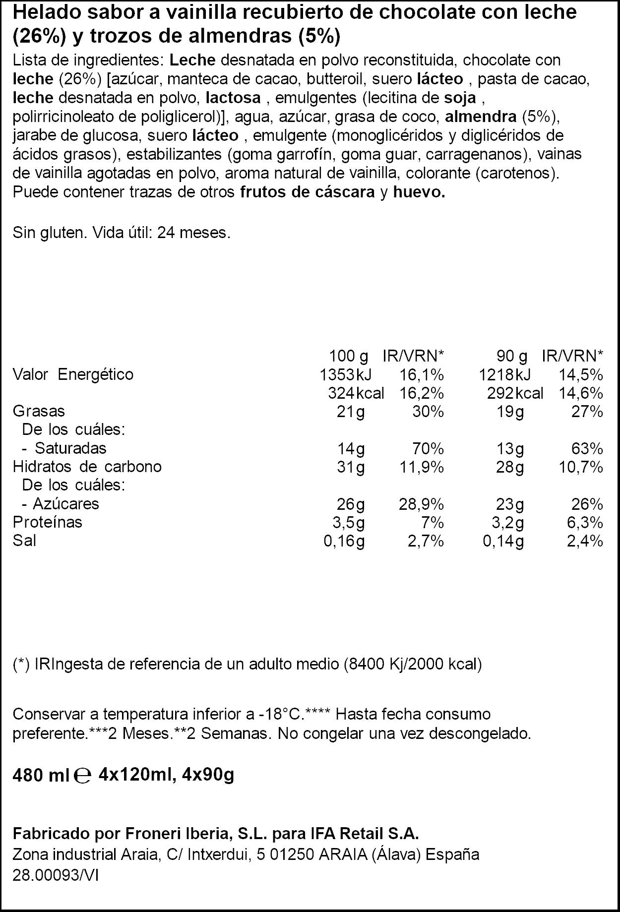 Bombon almendra Ifa eliges p4 120ml/u