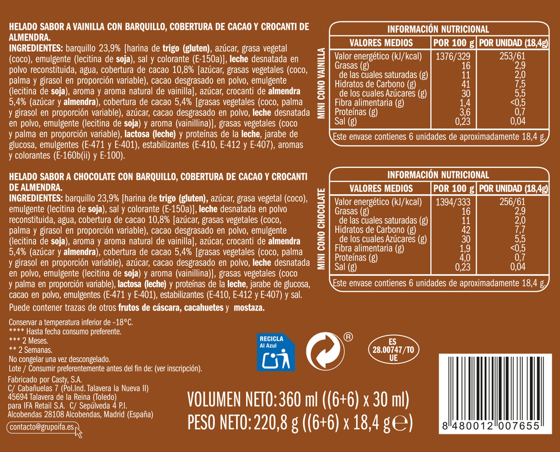 Cono mini vainilla chocolate Ifa eliges p12x30ml