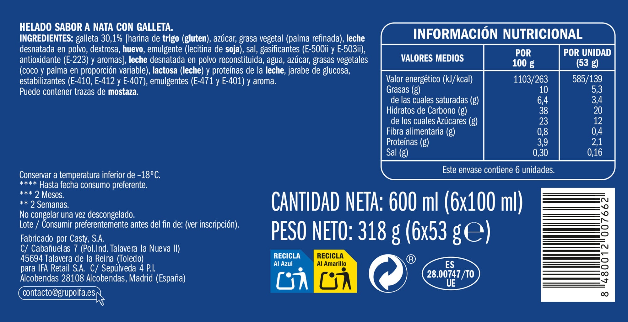 Sandwich nata Ifa eliges p6x100ml