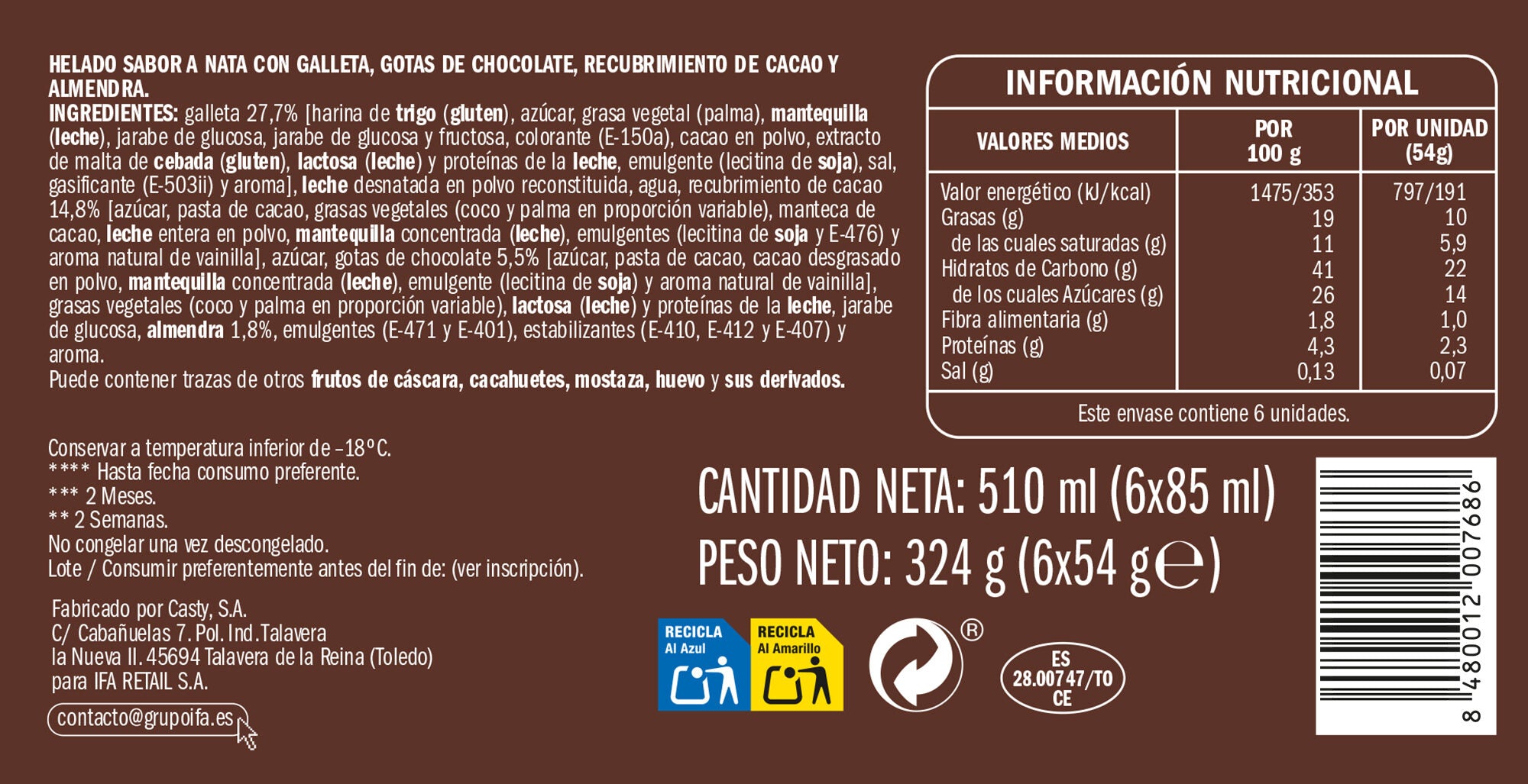 Sandwich mini bombon Ifa eliges p6x85ml