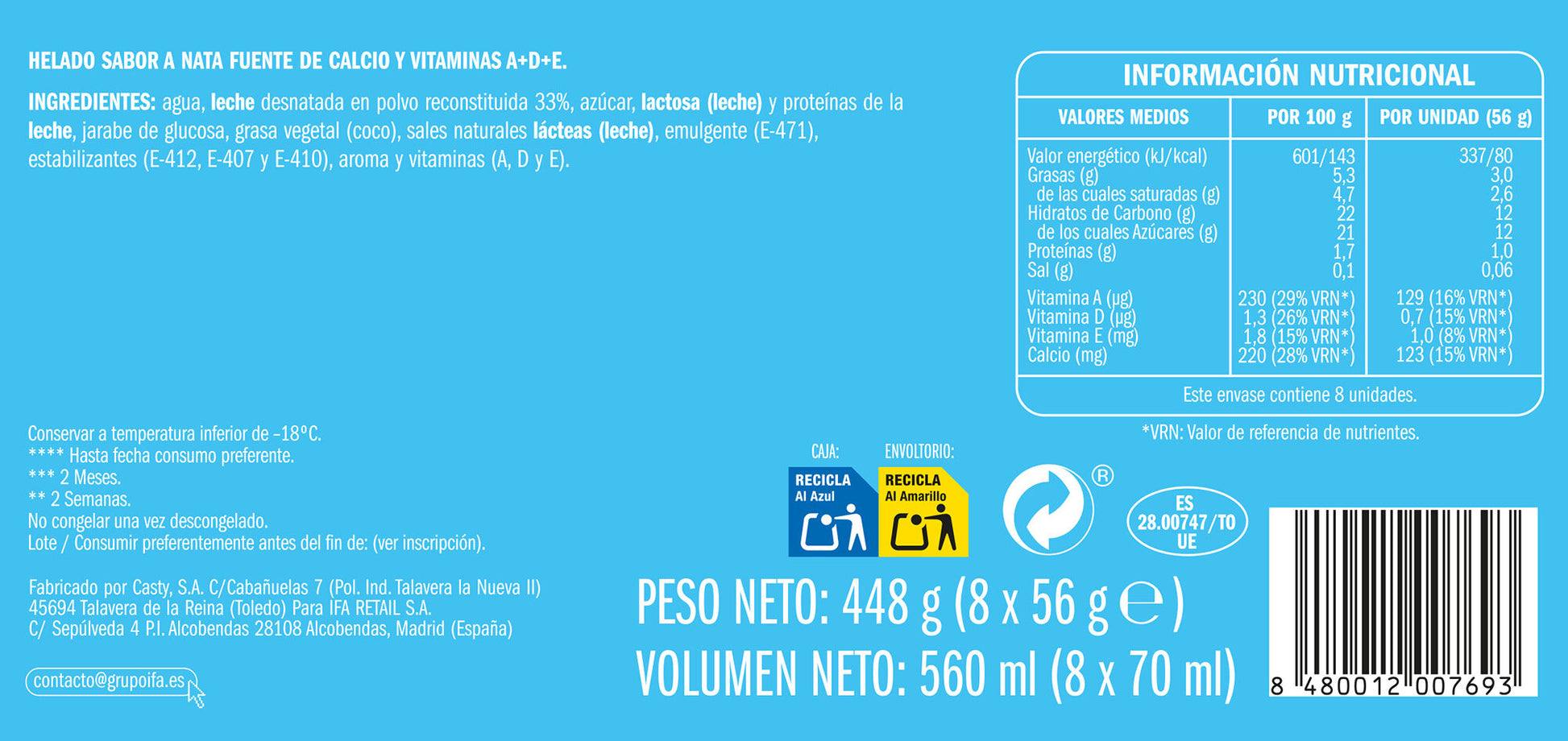 Helado infantil lecherines Ifa eliges p8 48ml/u