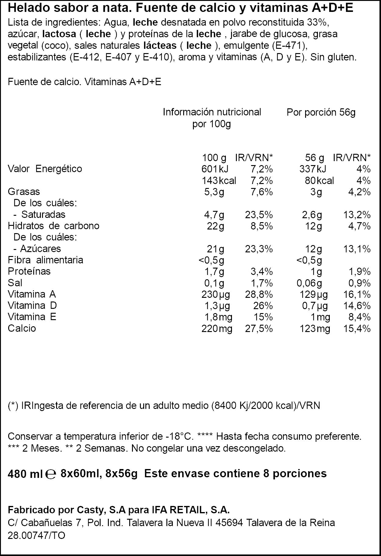 Helado infantil lecherines Ifa eliges p8 48ml/u