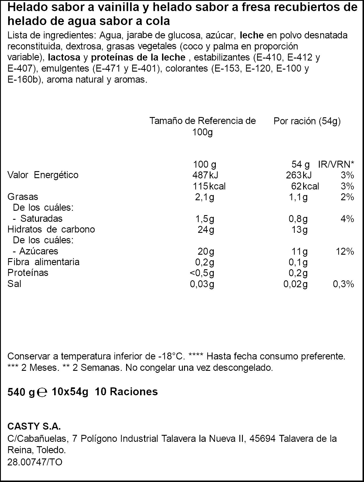 Helado infantil vampirines Ifa eliges p10x60ml