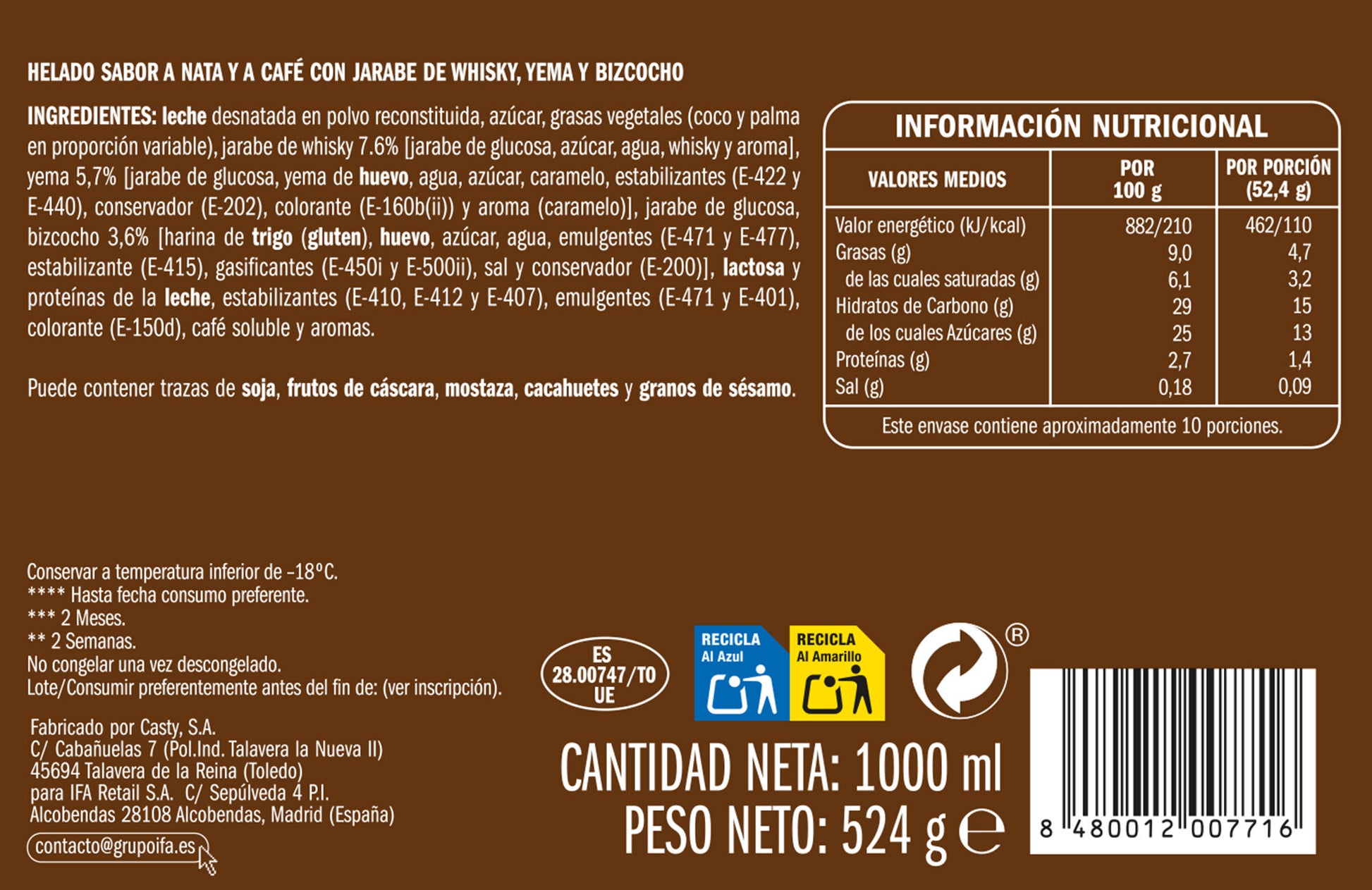 Tarta helada whisky Ifa eliges 1l