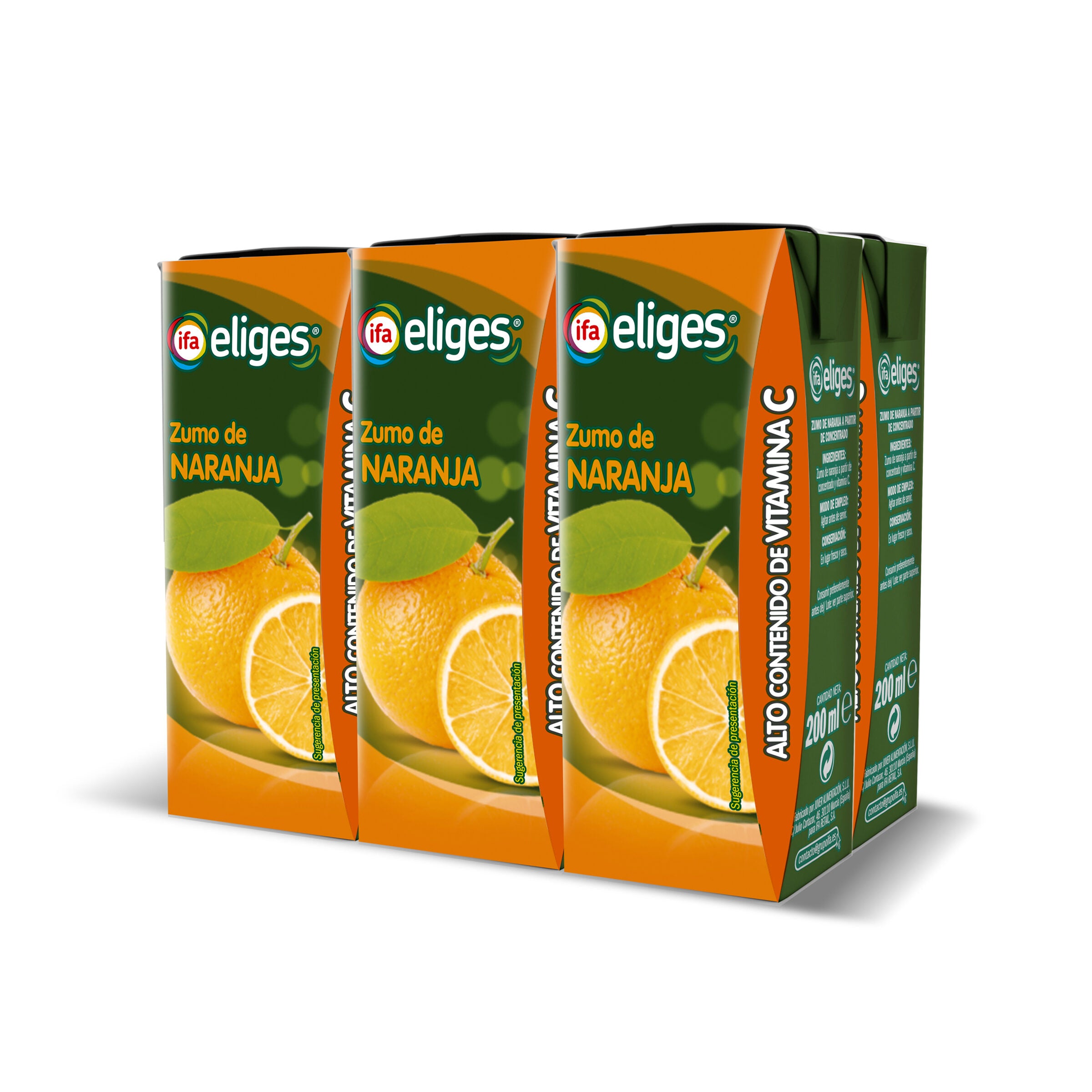 Zumo concentrado naranja Ifa eliges p6 200ml/u