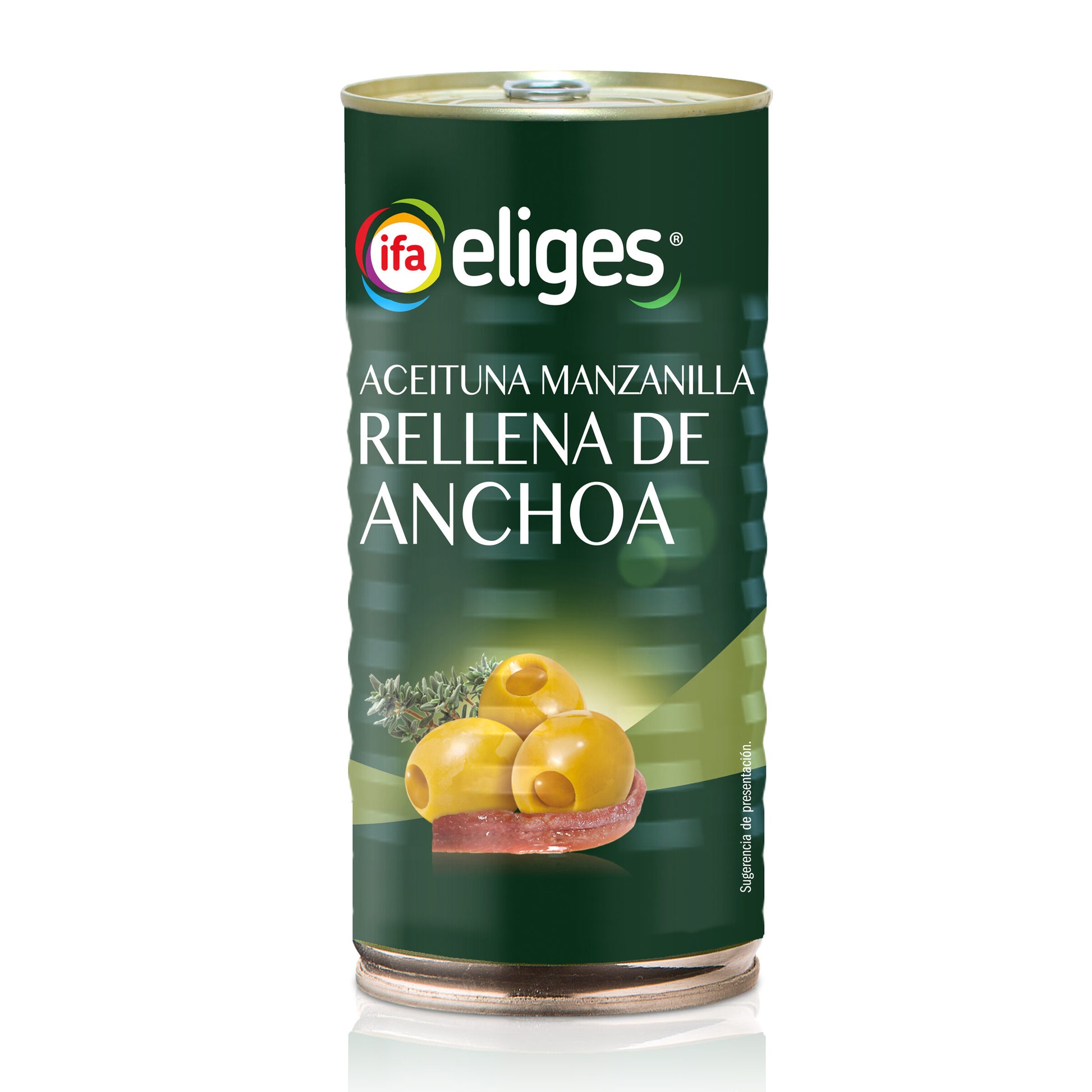 Aceituna verde rellenas anchoa lata Ifa eliges 600g escurr