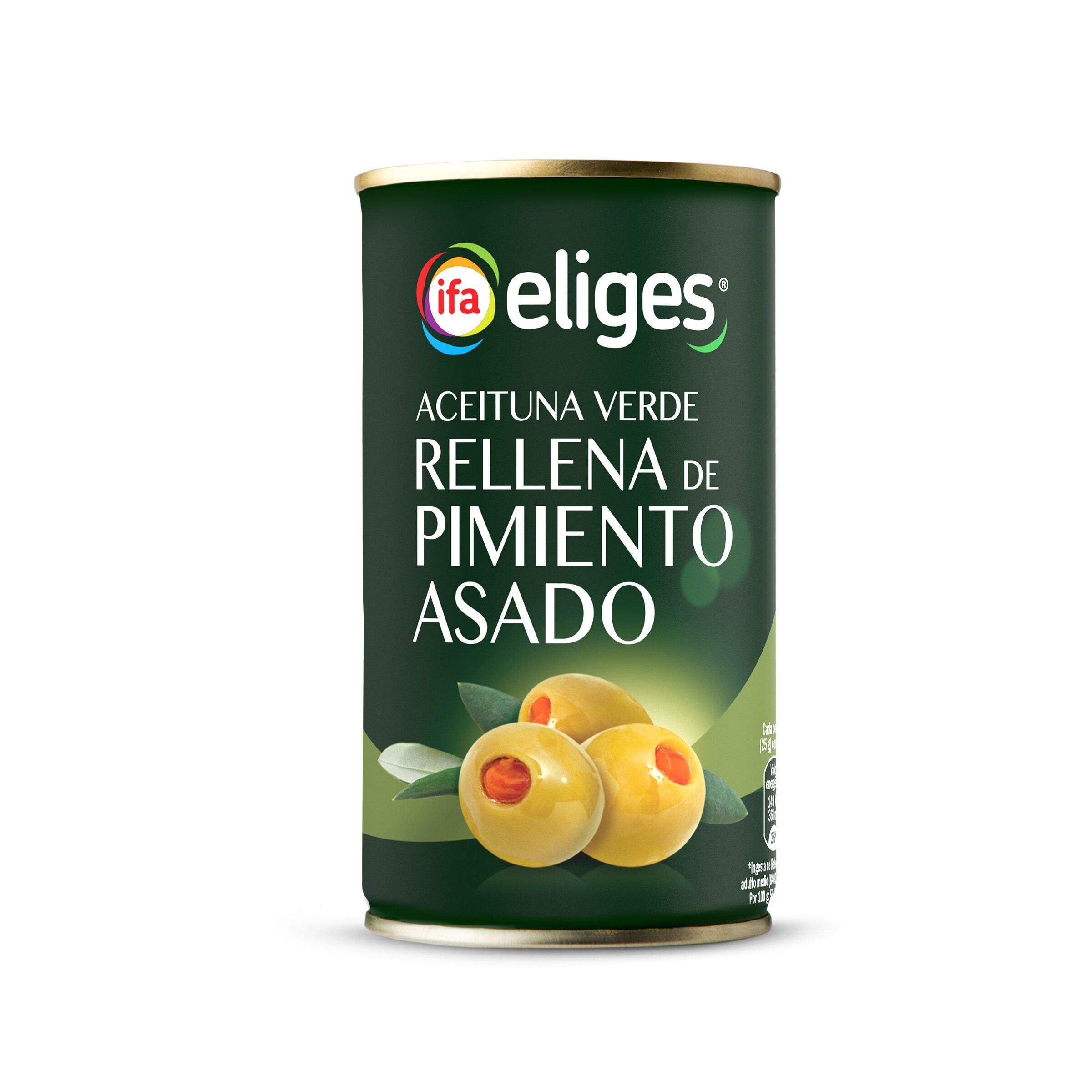 Aceituna verde rell pimiento asado  lata Ifa eliges 150g escurr