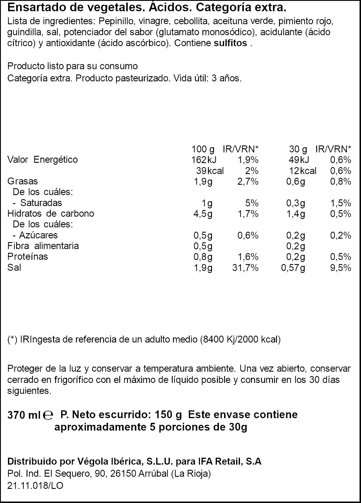 Banderilla picante cristal Ifa eliges 150g escurr