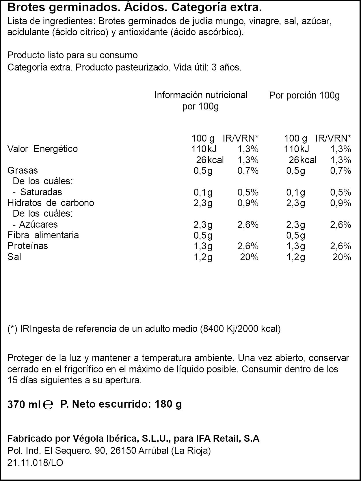 Brote germinado soja cristal Ifa eliges 180g escurr