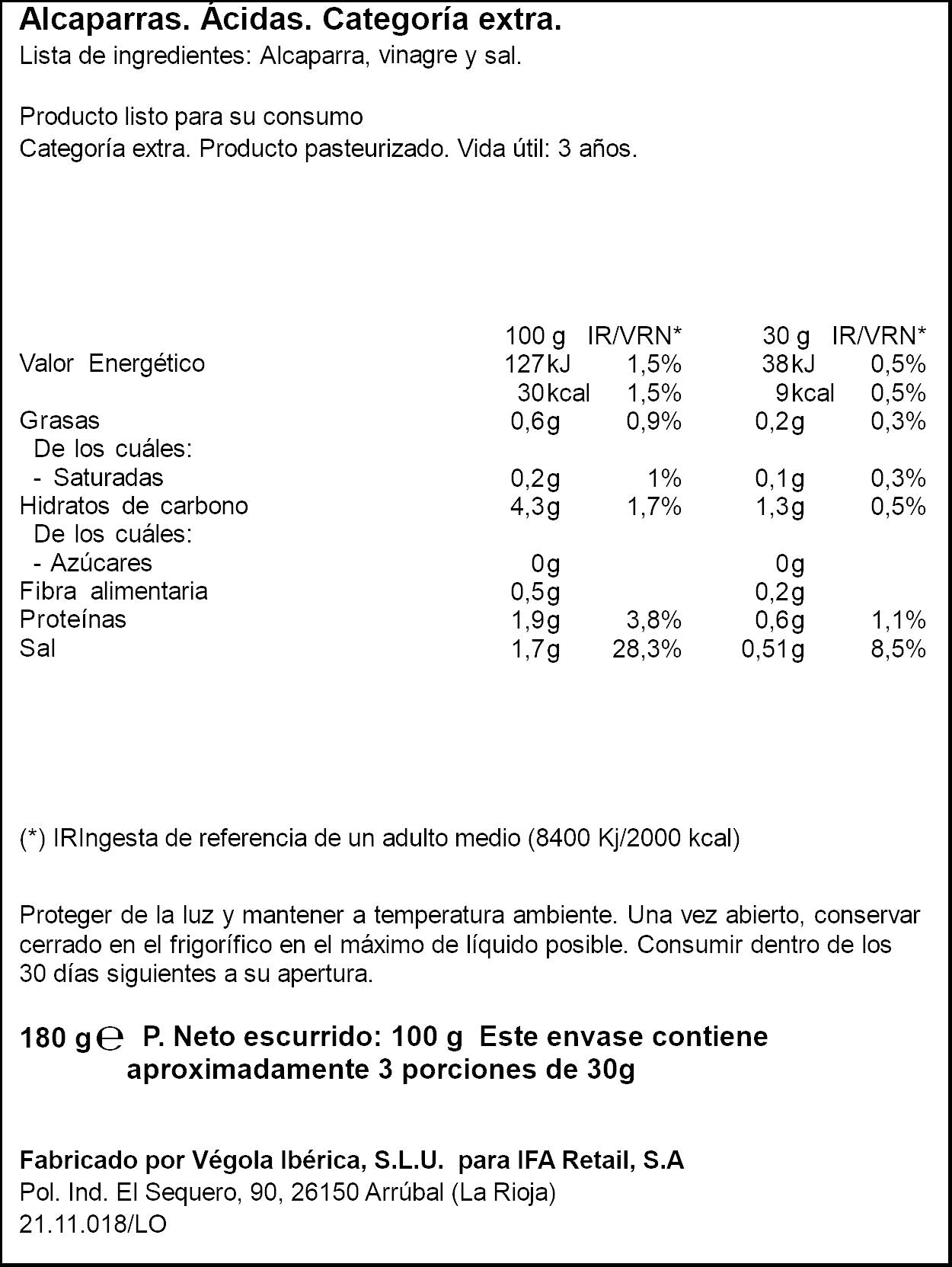 Alcaparras cristal Ifa eliges 100g escurr
